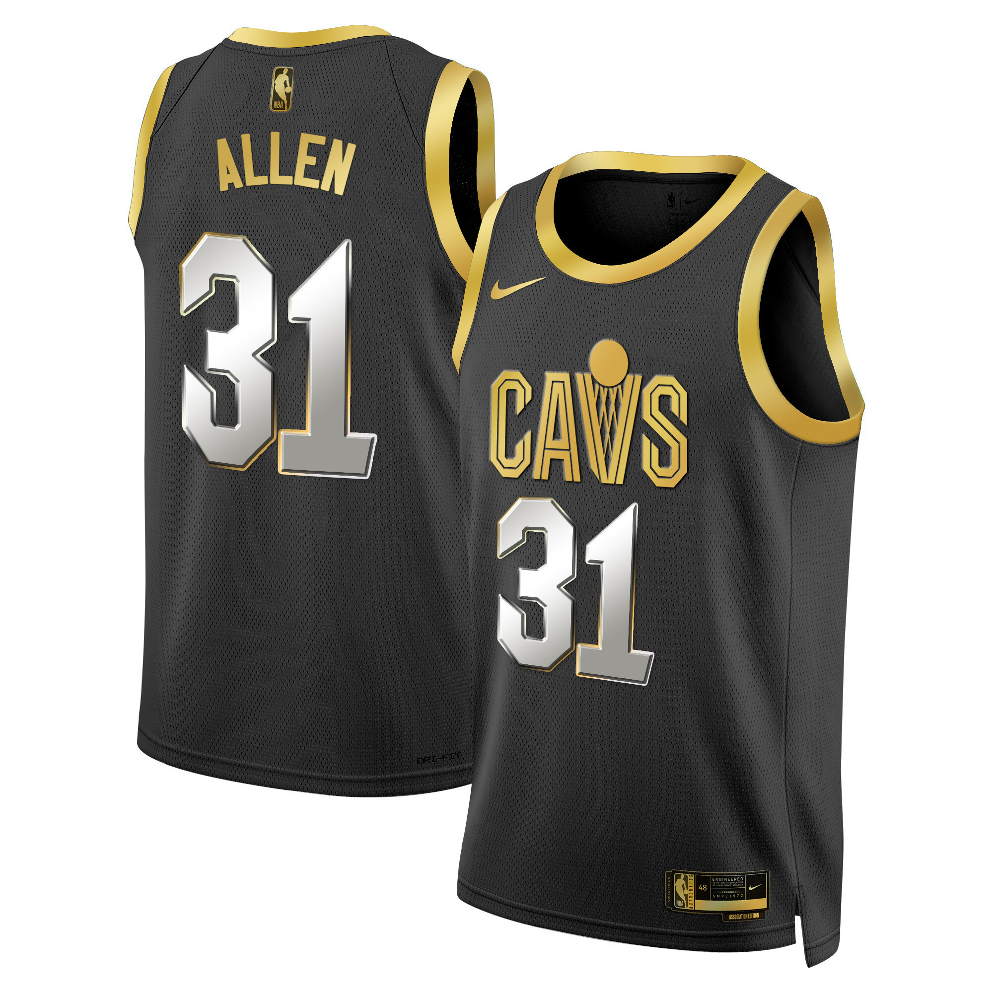Jarrett Allen Men's Cleveland Cavaliers Swingman Black Gold Jersey - All Stitched
