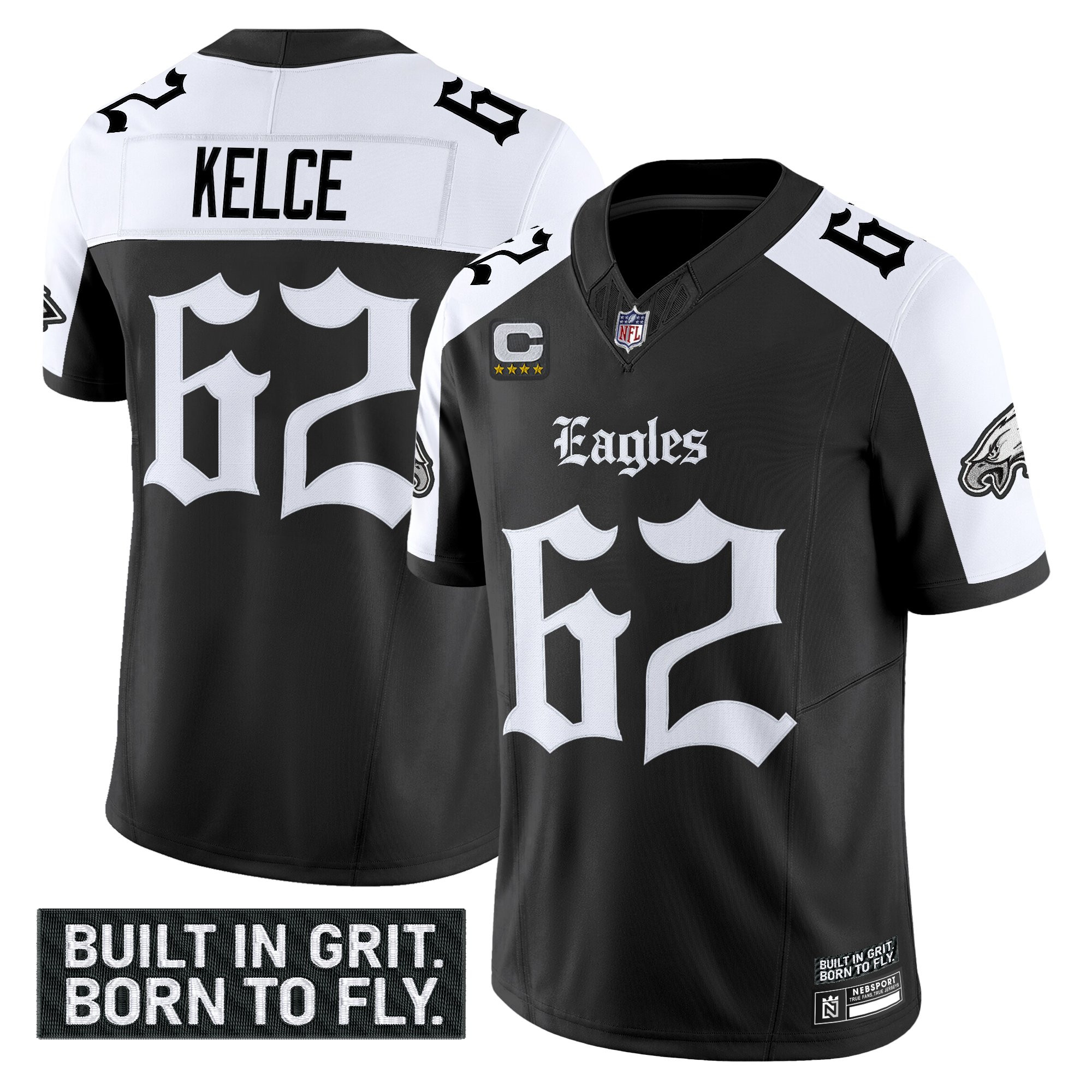 Jason Kelce Men's Philadelphia Eagles Gothic Philly Edition Vapor Limited Alternate Jersey V2 - All Stitched
