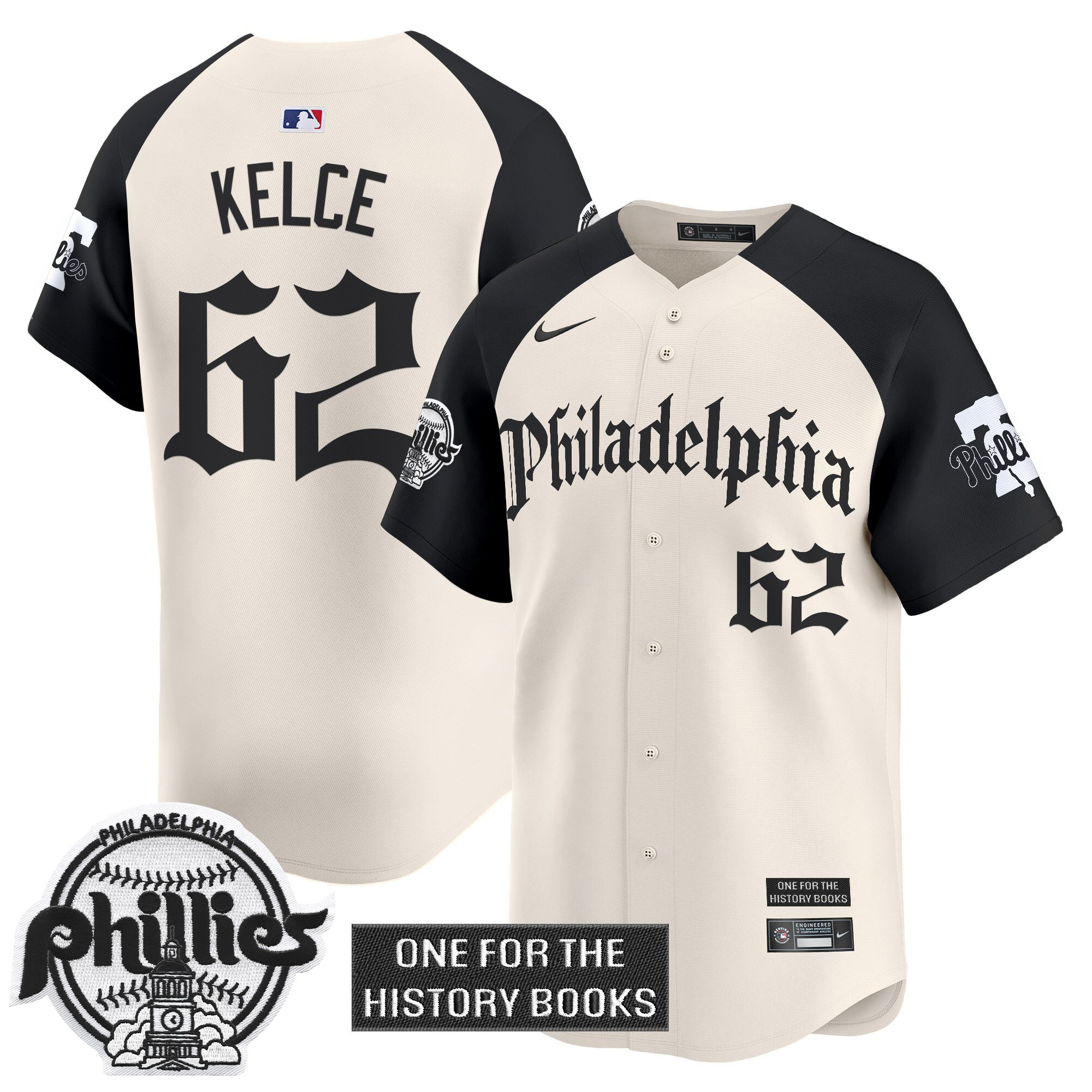 Jason Kelce Men's Philadelphia Phillies Retro Newspaper Edition Vapor Premier Limited Alternate Jersey - All Stitched