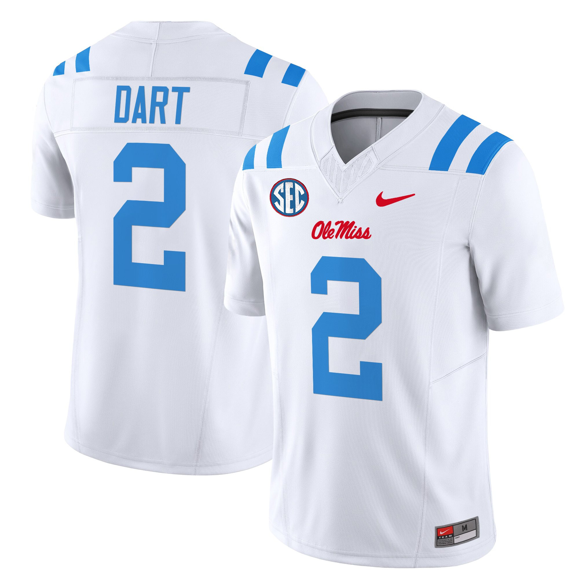 Jaxson Dart Men's Ole Miss Rebels 2025 Vapor Limited White Limited Jersey - All Stitched
