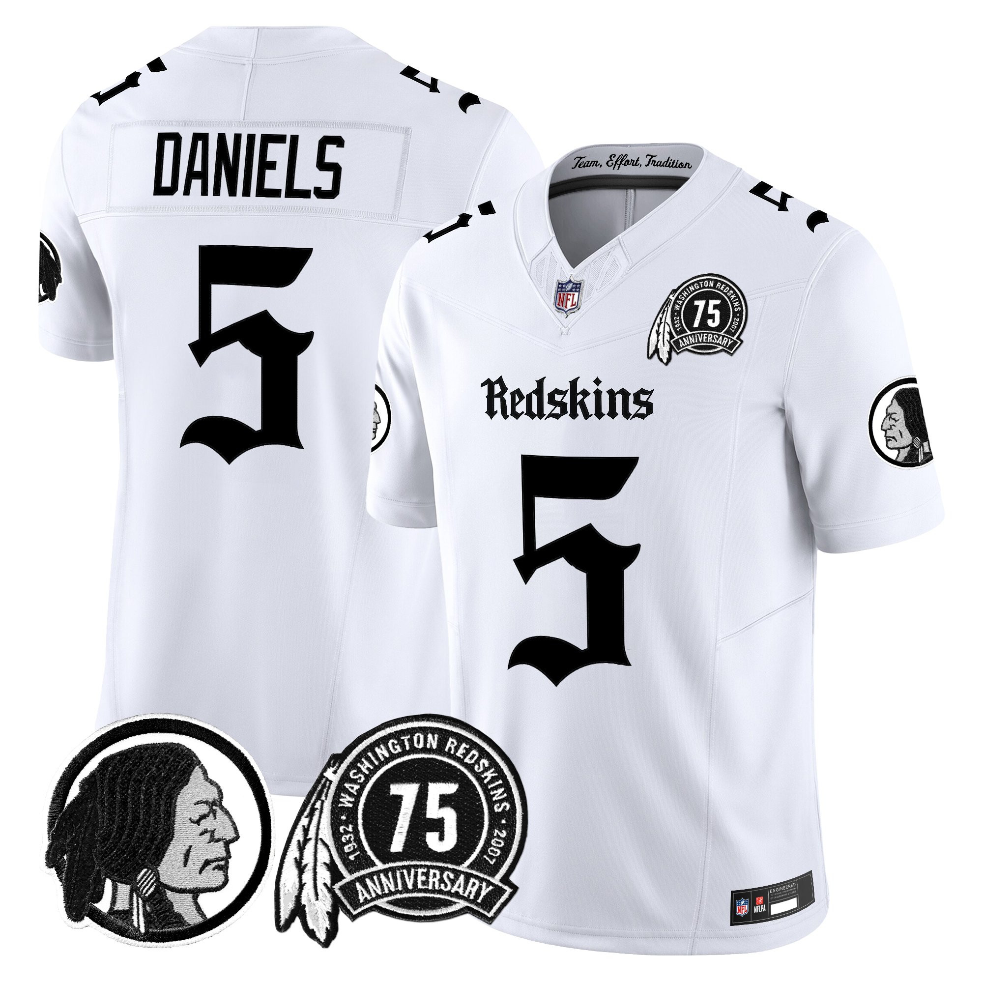 Jayden Daniels Men's Washington Commanders Gothic Capital Edition Vapor Limited White Jersey - All Stitched
