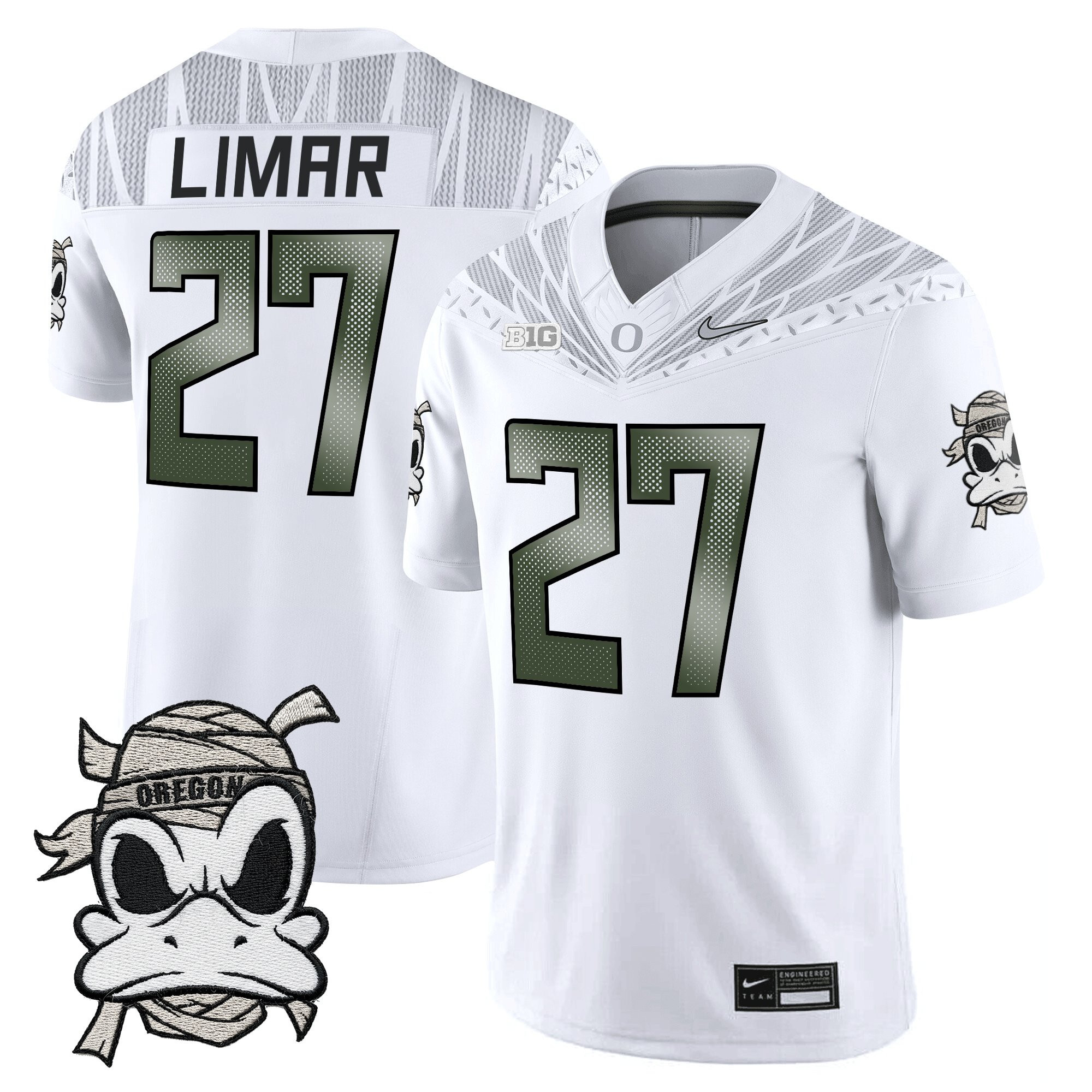 Jayden Limar Youth's Oregon Ducks 2025 Mummy Duck Vapor Limited White Jersey - All Stitched
