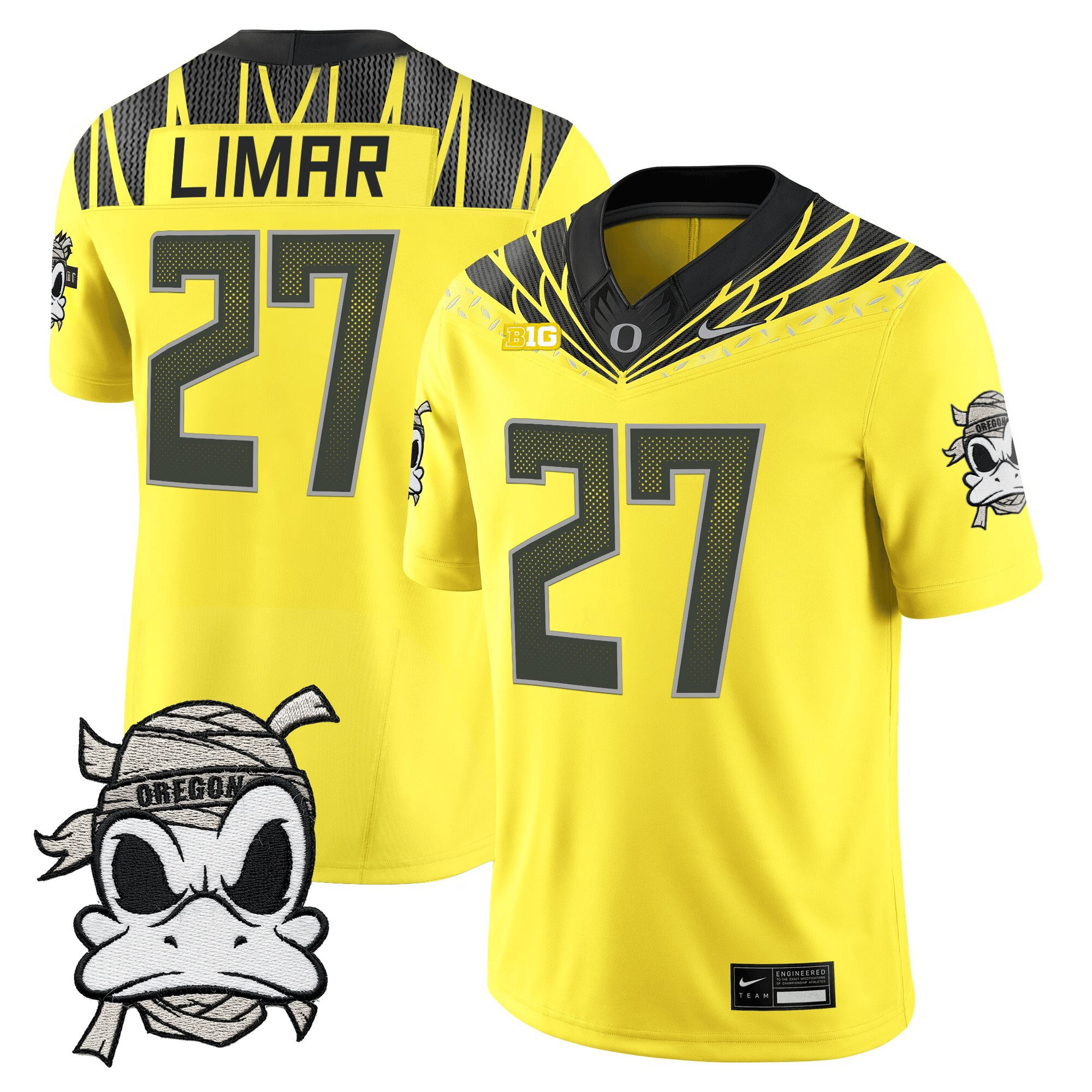 Jayden Limar Youth's Oregon Ducks 2025 Mummy Duck Vapor Limited Yellow Jersey - All Stitched