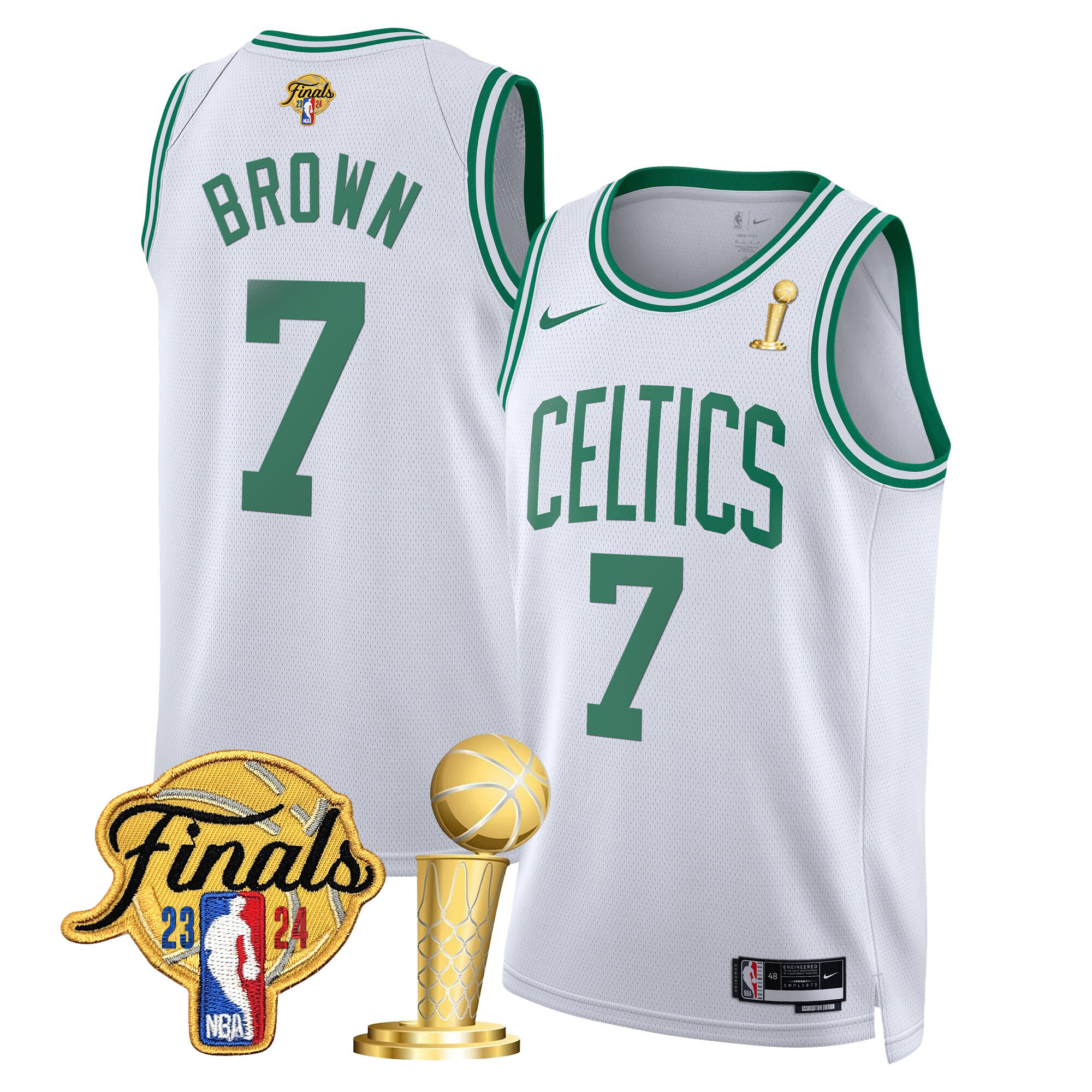 Jaylen Brown Men's Boston Celtics 2024 Final & Champions Patch Swingman Association Jersey - All Stitched