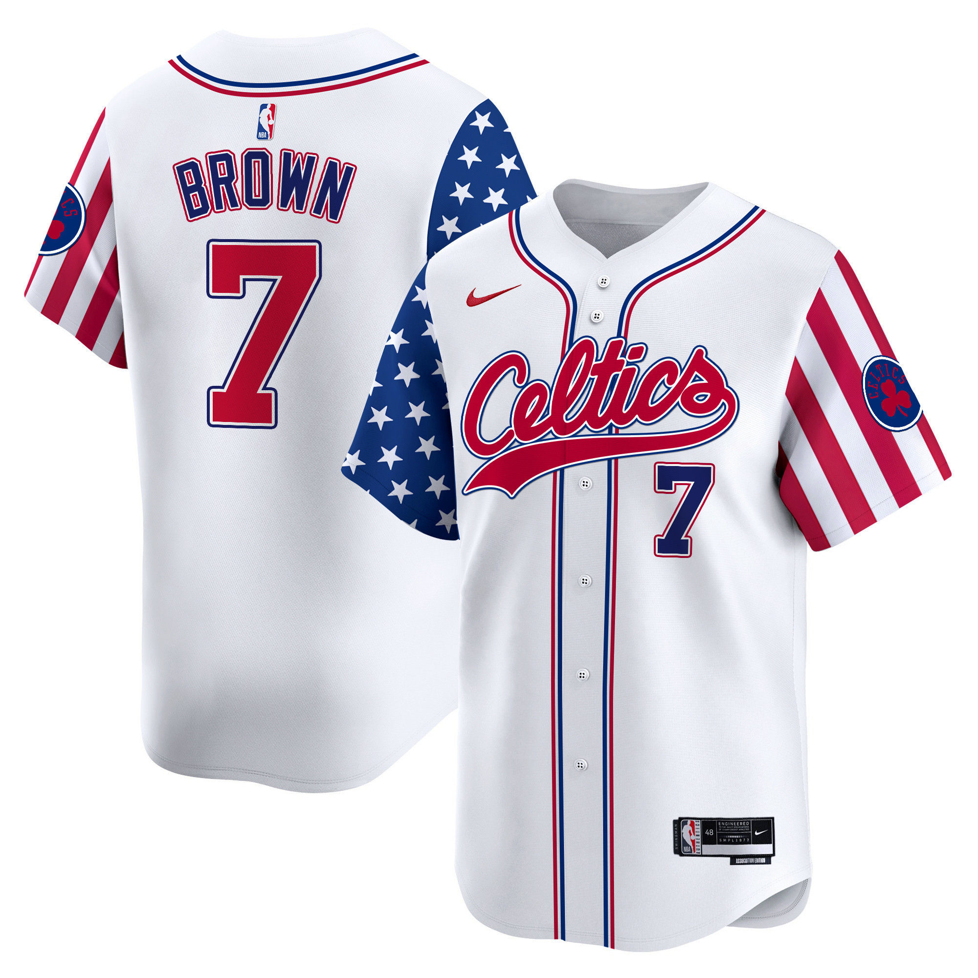 Jaylen Brown Men's Boston Celtics 2024 Independence Day Vapor Premier Limited White Jersey - All Stitched