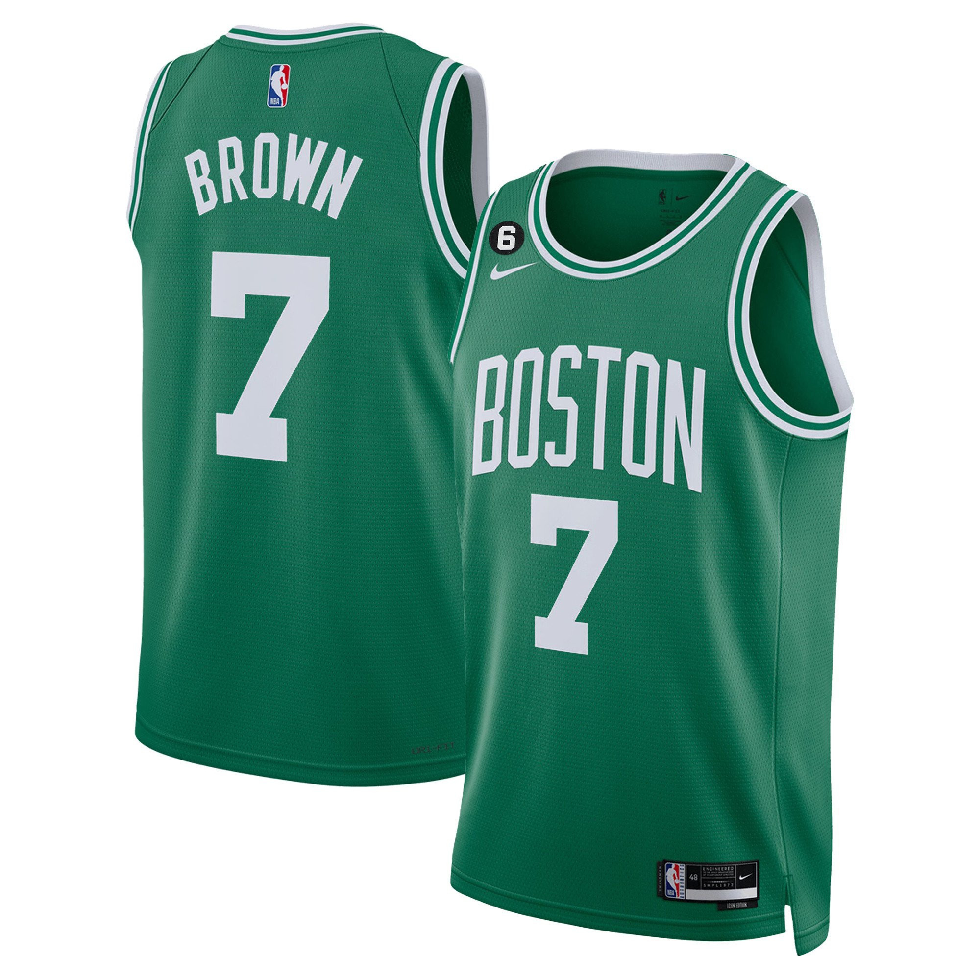 Jaylen Brown Men's Boston Celtics Bill Russell Patch Collection Icon Jersey - All Stitched