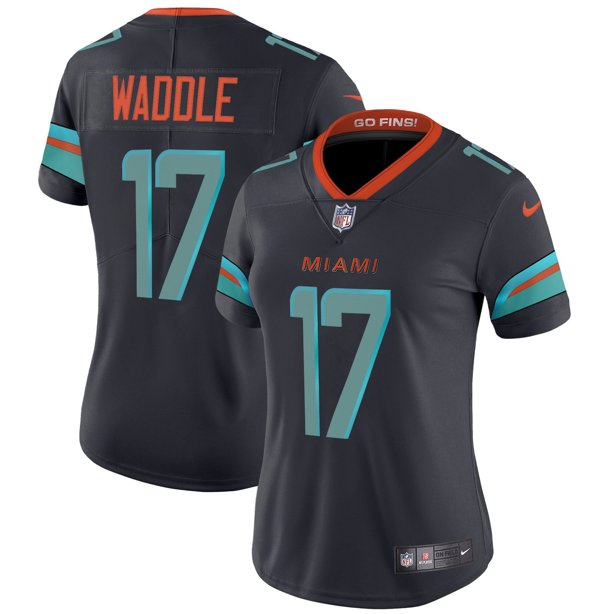 Jaylen Waddle Women's Miami Dolphins 2025 Rivalries Vapor Limited Dark Waters Jersey - All Stitched
