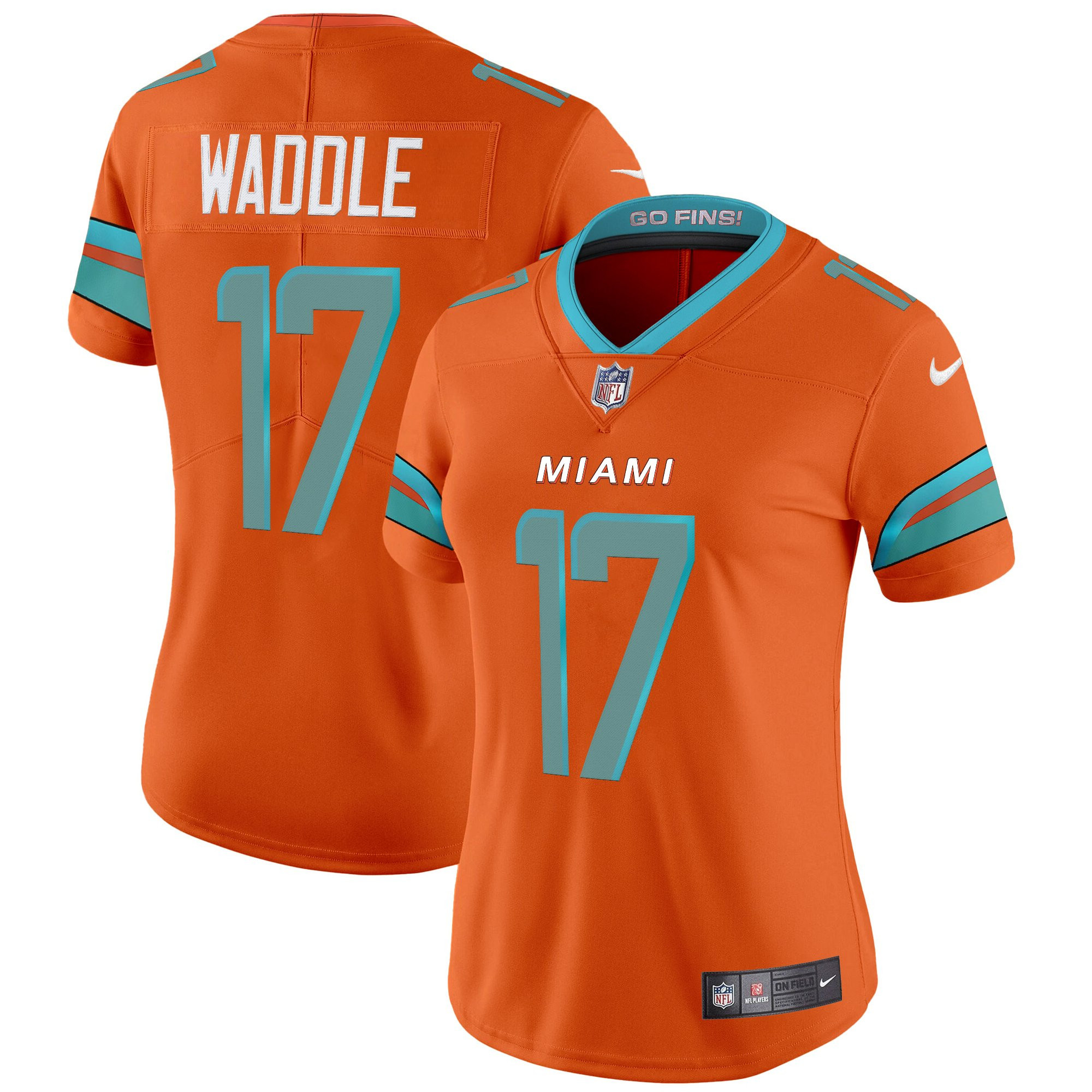 Jaylen Waddle Women's Miami Dolphins 2025 Rivalries Vapor Limited Orange Jersey - All Stitched
