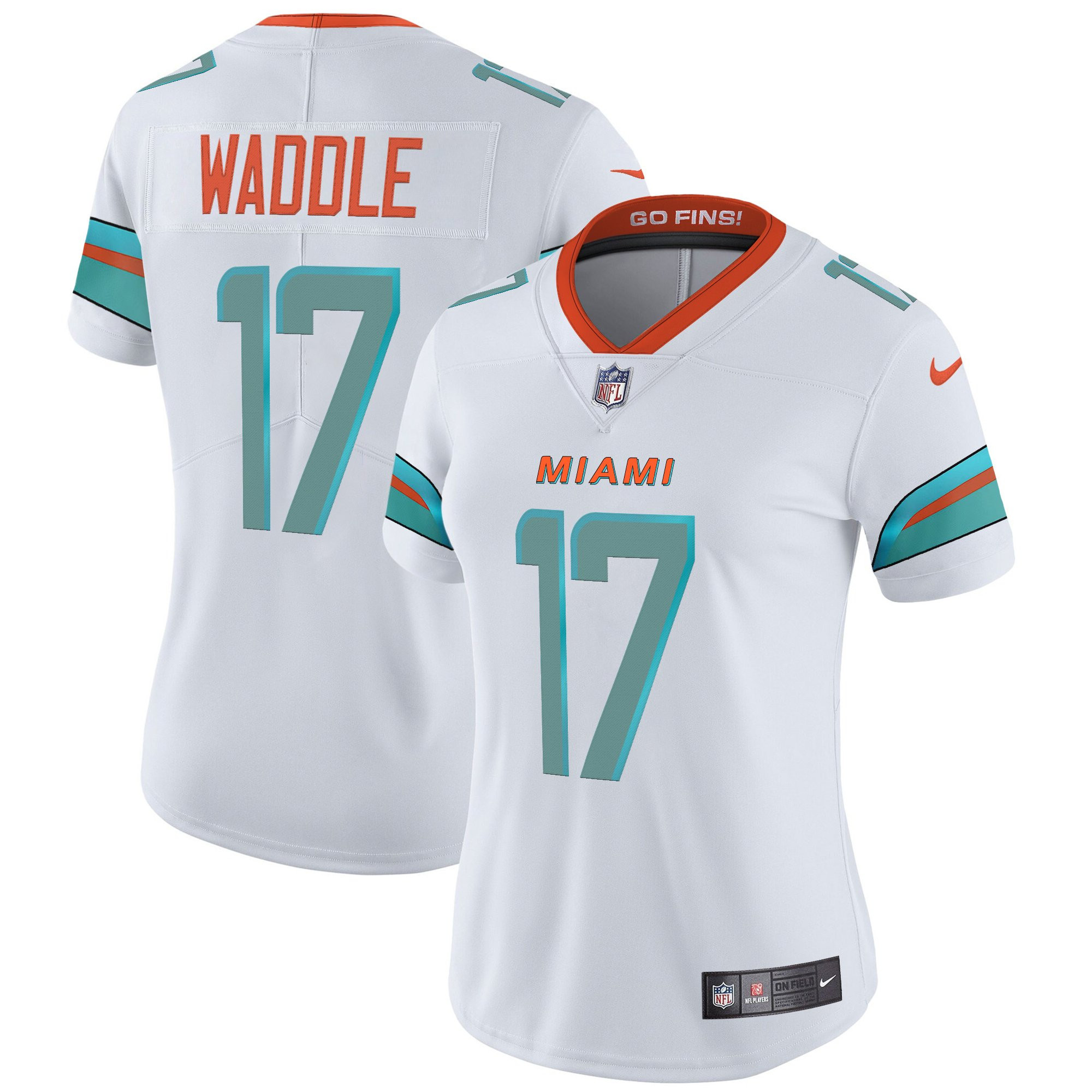 Jaylen Waddle Women's Miami Dolphins 2025 Rivalries Vapor Limited White Jersey - All Stitched