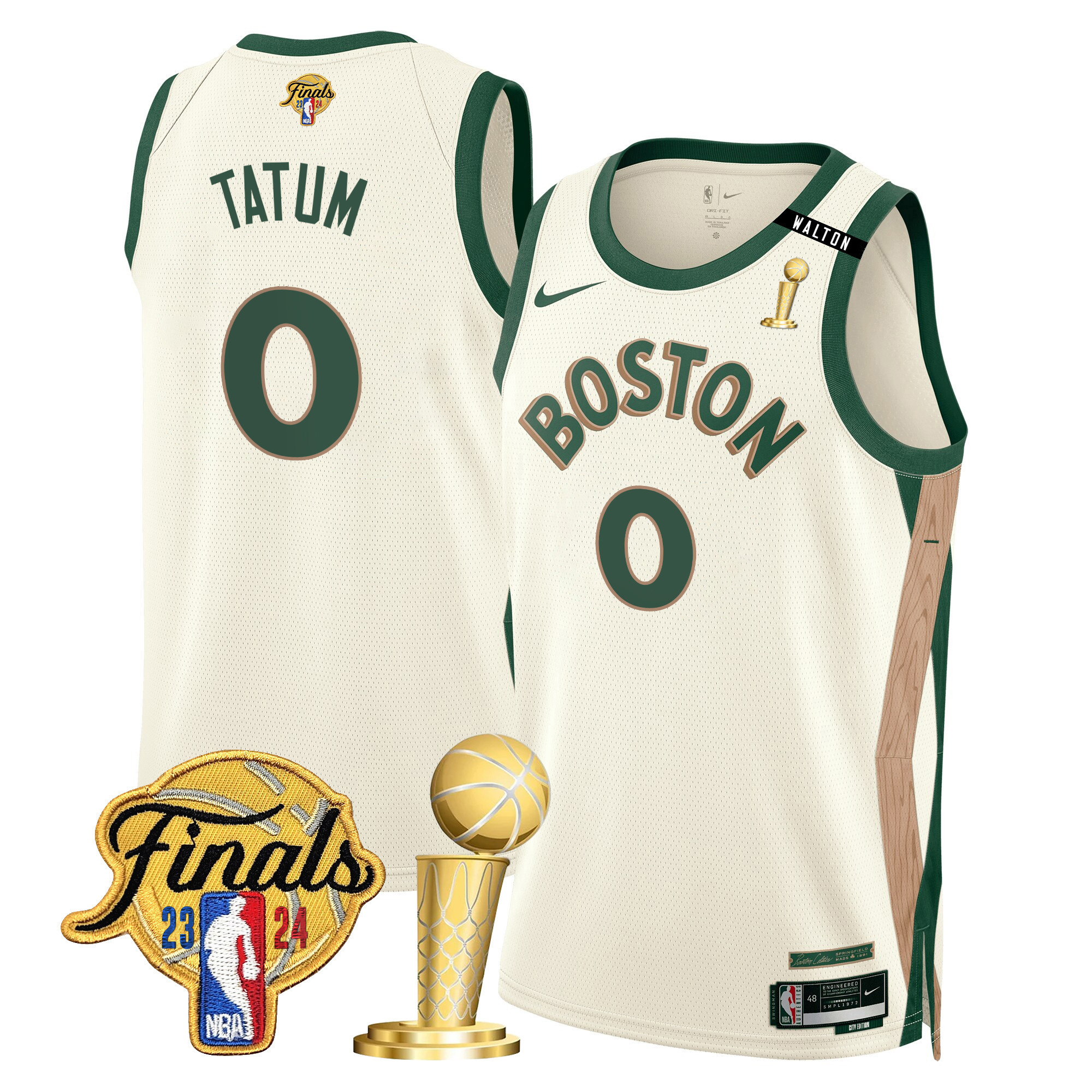 Jayson Tatum Men's Boston Celtics 2024 Final & Champions Patch Swingman 23/24 City Jersey V2 - All Stitched