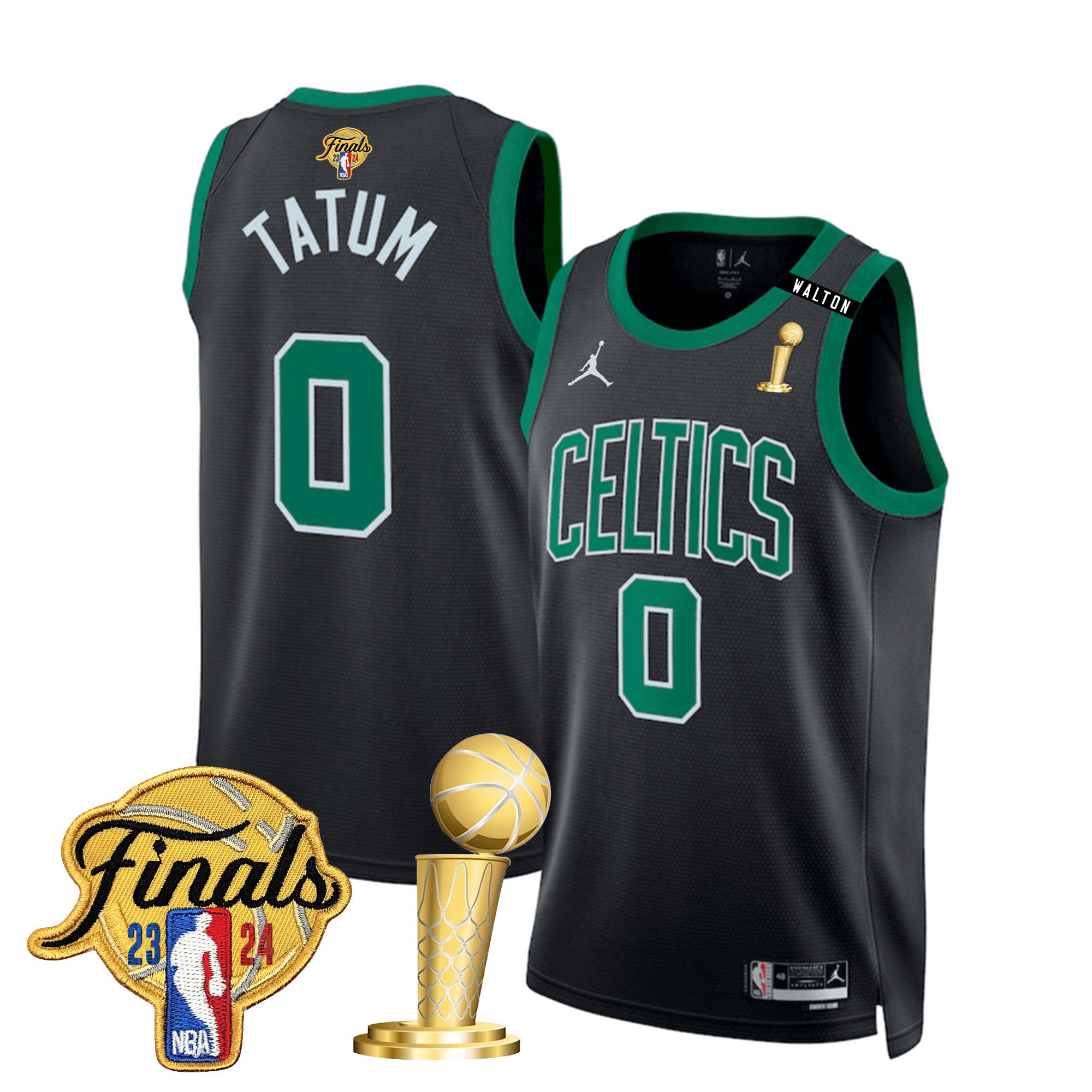 Jayson Tatum Men's Boston Celtics 2024 Final & Champions Patch Swingman Statement Jersey V2 - All Stitched