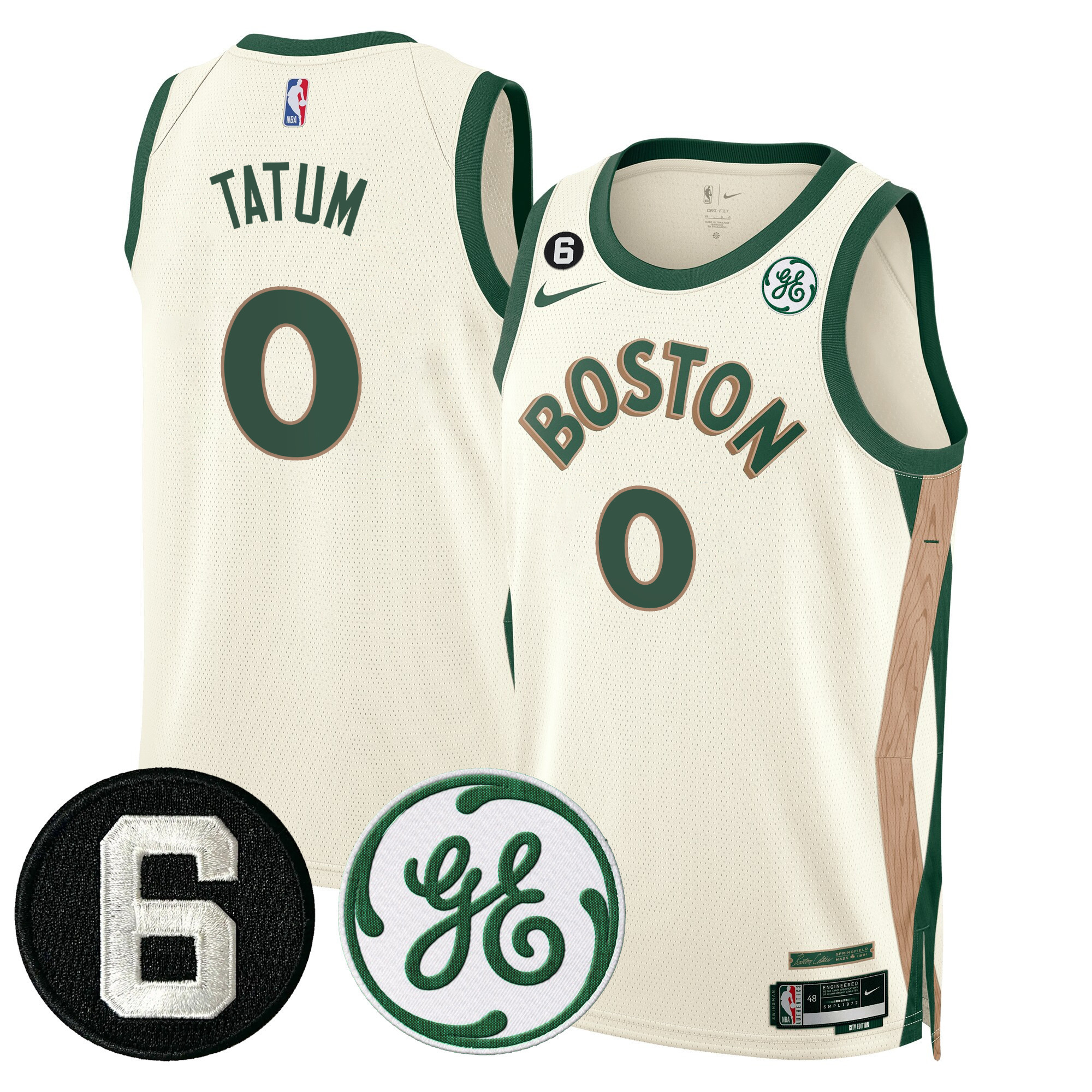 Jayson Tatum Men's Boston Celtics Bill Russell & John Havlicek Patch 23/24 City Jersey - All Stitched
