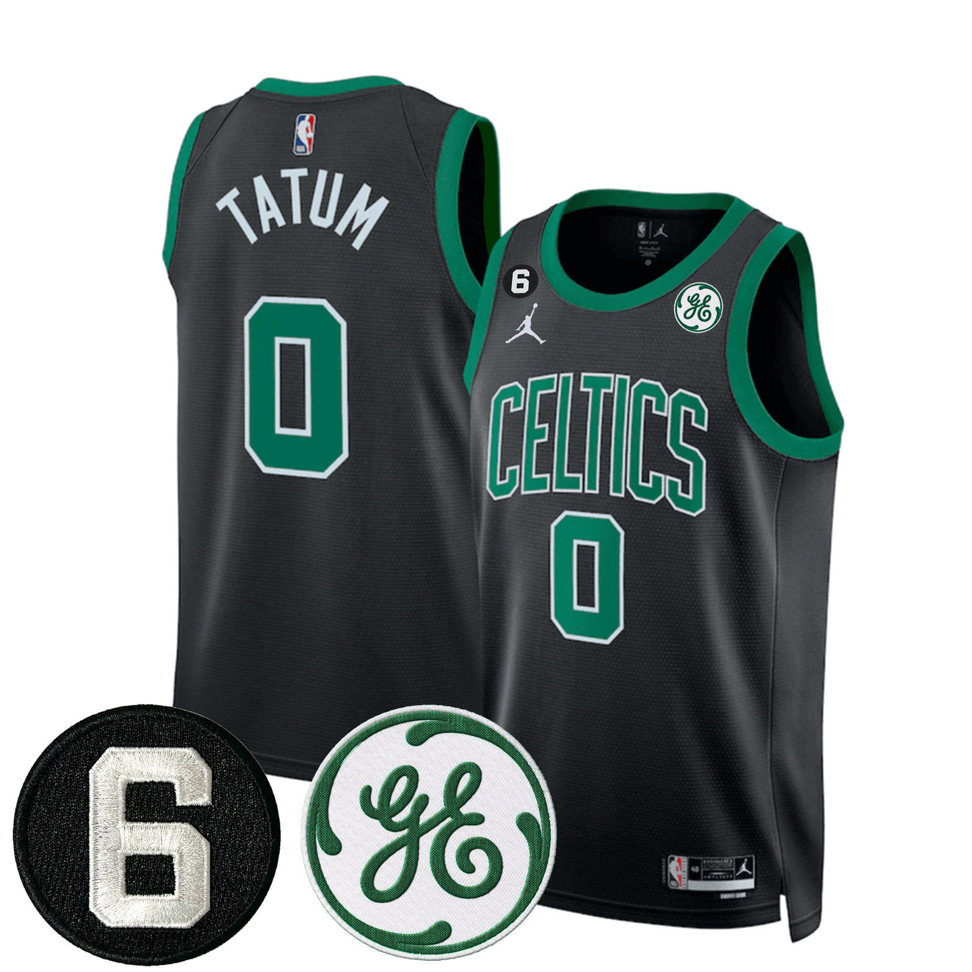 Jayson Tatum Men's Boston Celtics Bill Russell & John Havlicek Patch Statement Jersey - All Stitched