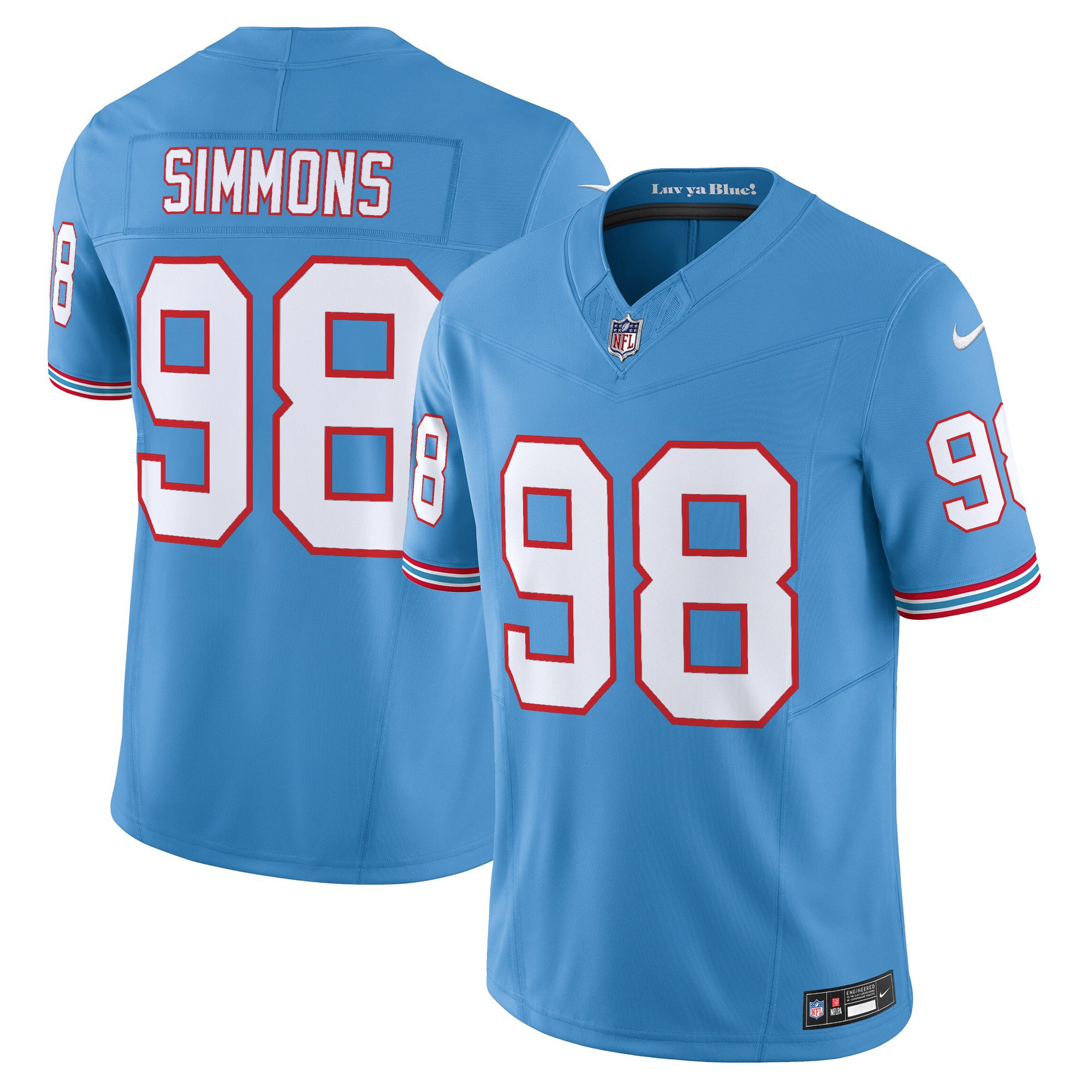 Jeffery Simmons Men's Tennessee Titans 2025 Vapor Limited Throwback Jersey - All Stitched