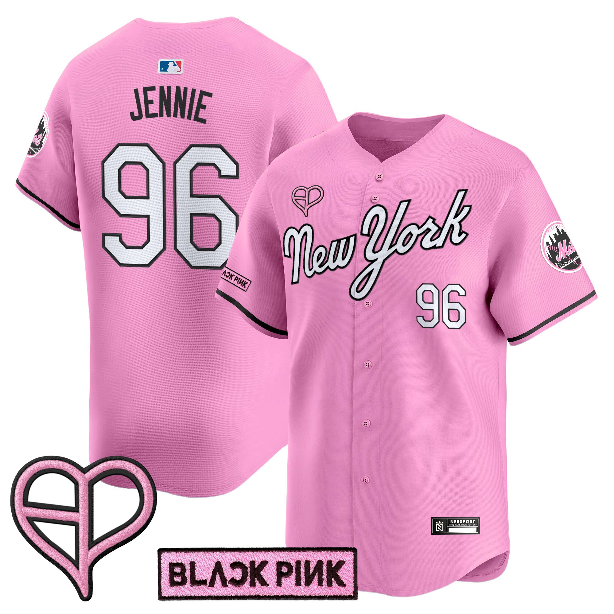 Jennie Unisex New York Mets x BLACKPINK 2025 Vapor Premier Limited Pink Jersey - All Stitched