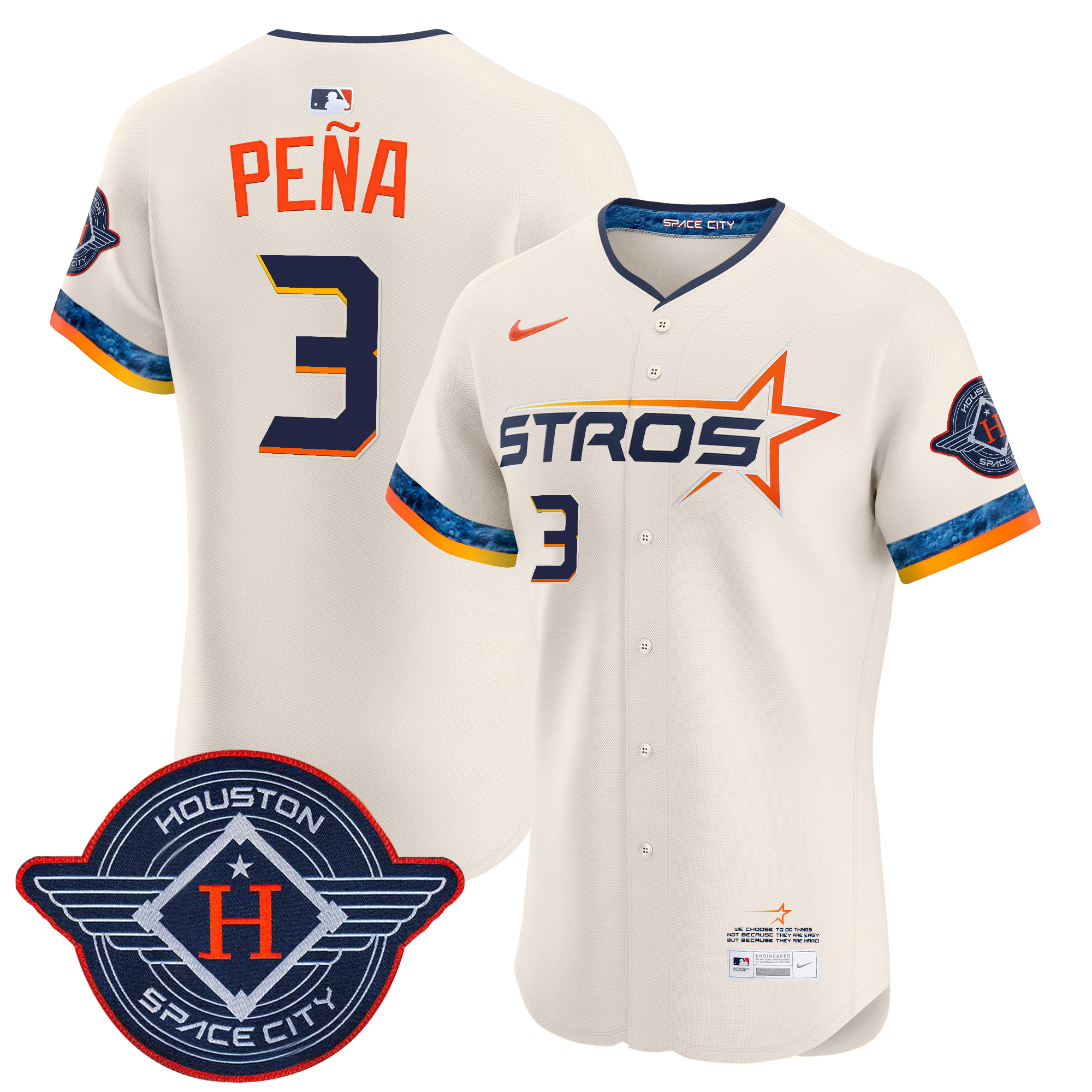 Jeremy Pena Men's Houston Astros 2025 City Connect Vapor Premier Elite Cream Jersey - All Stitched