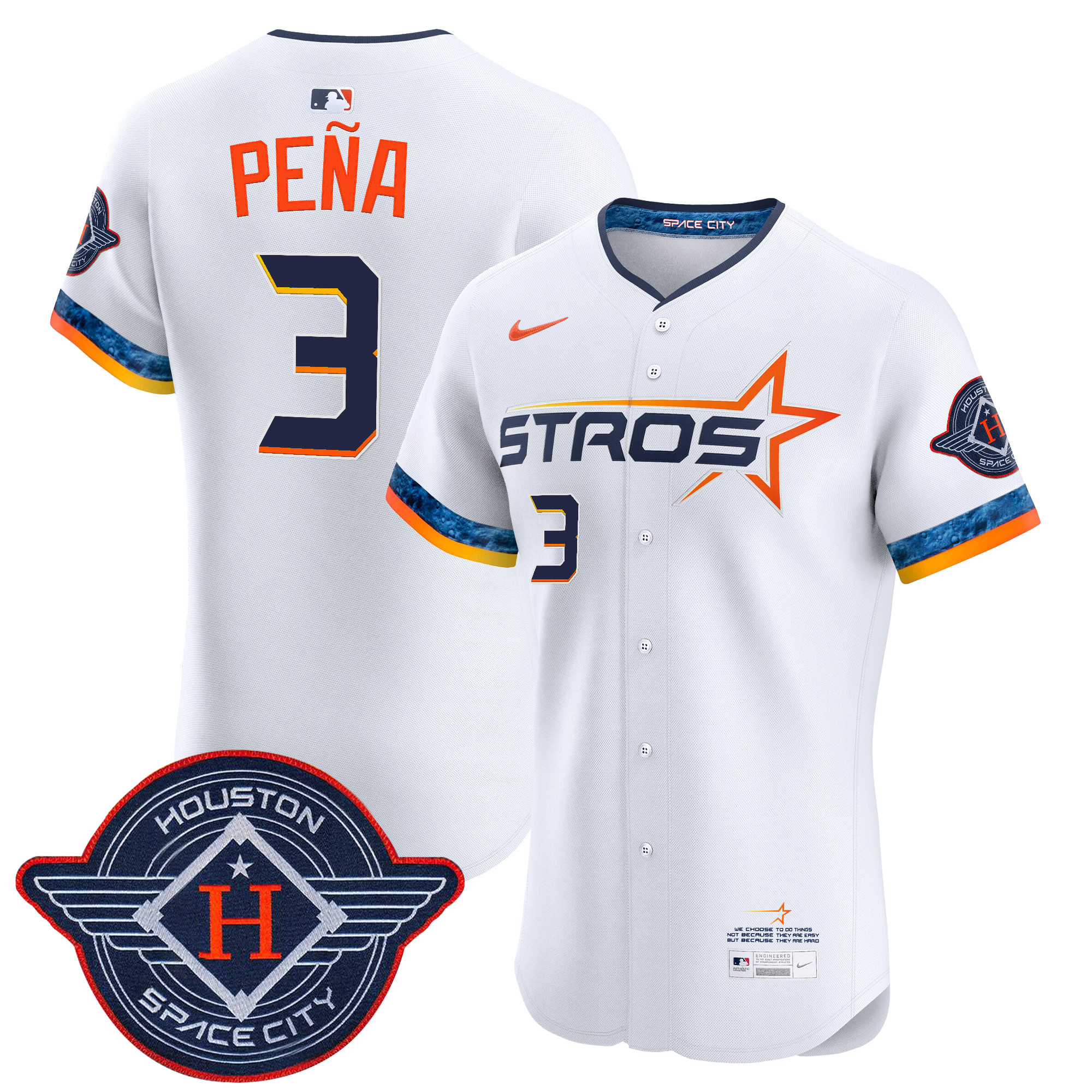 Jeremy Pena Men's Houston Astros 2025 City Connect Vapor Premier Elite White Jersey - All Stitched