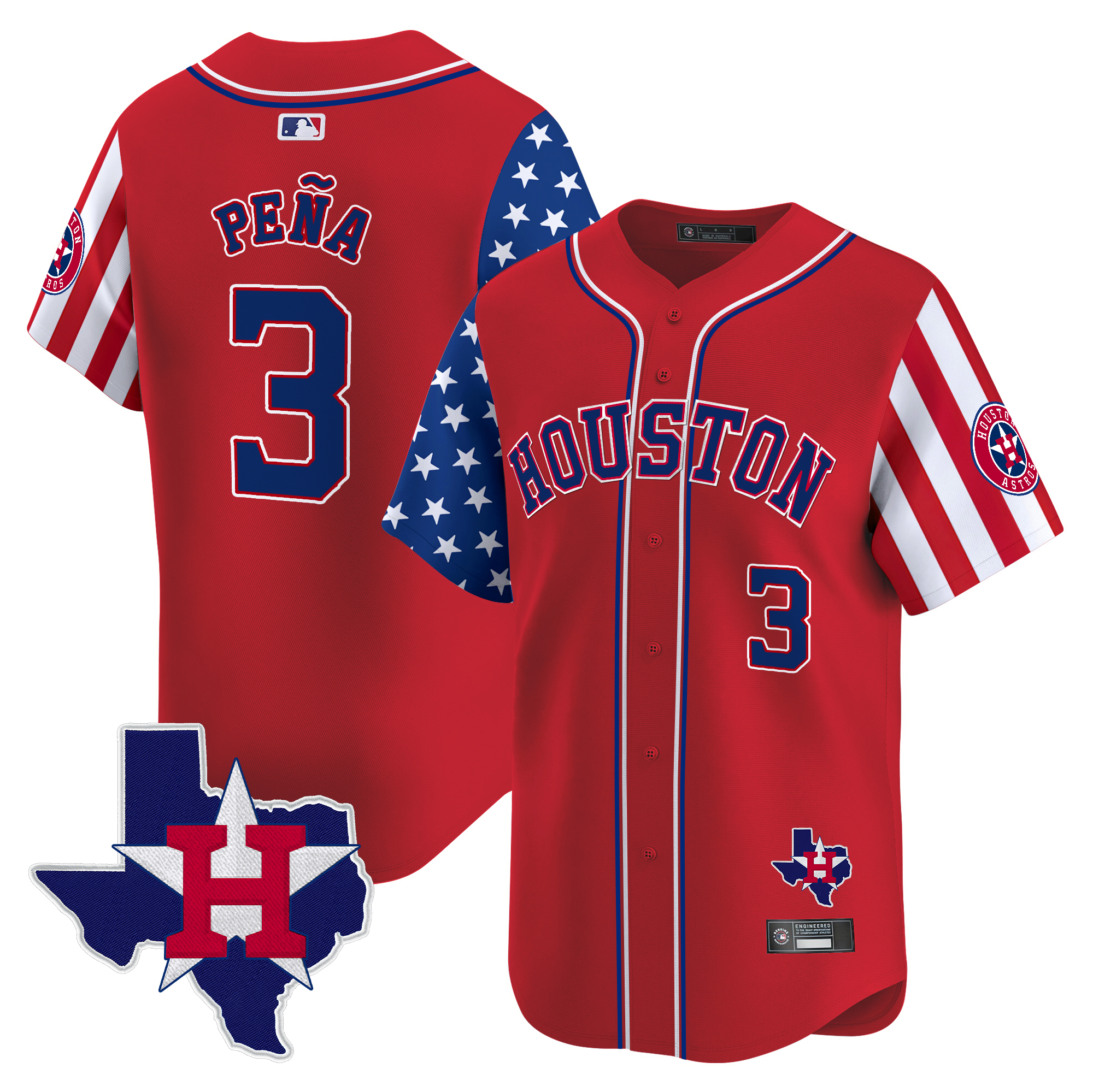 Jeremy Pena Men's Houston Astros 2025 Independence Day Vapor Premier Limited Red Jersey V2 - All Stitched