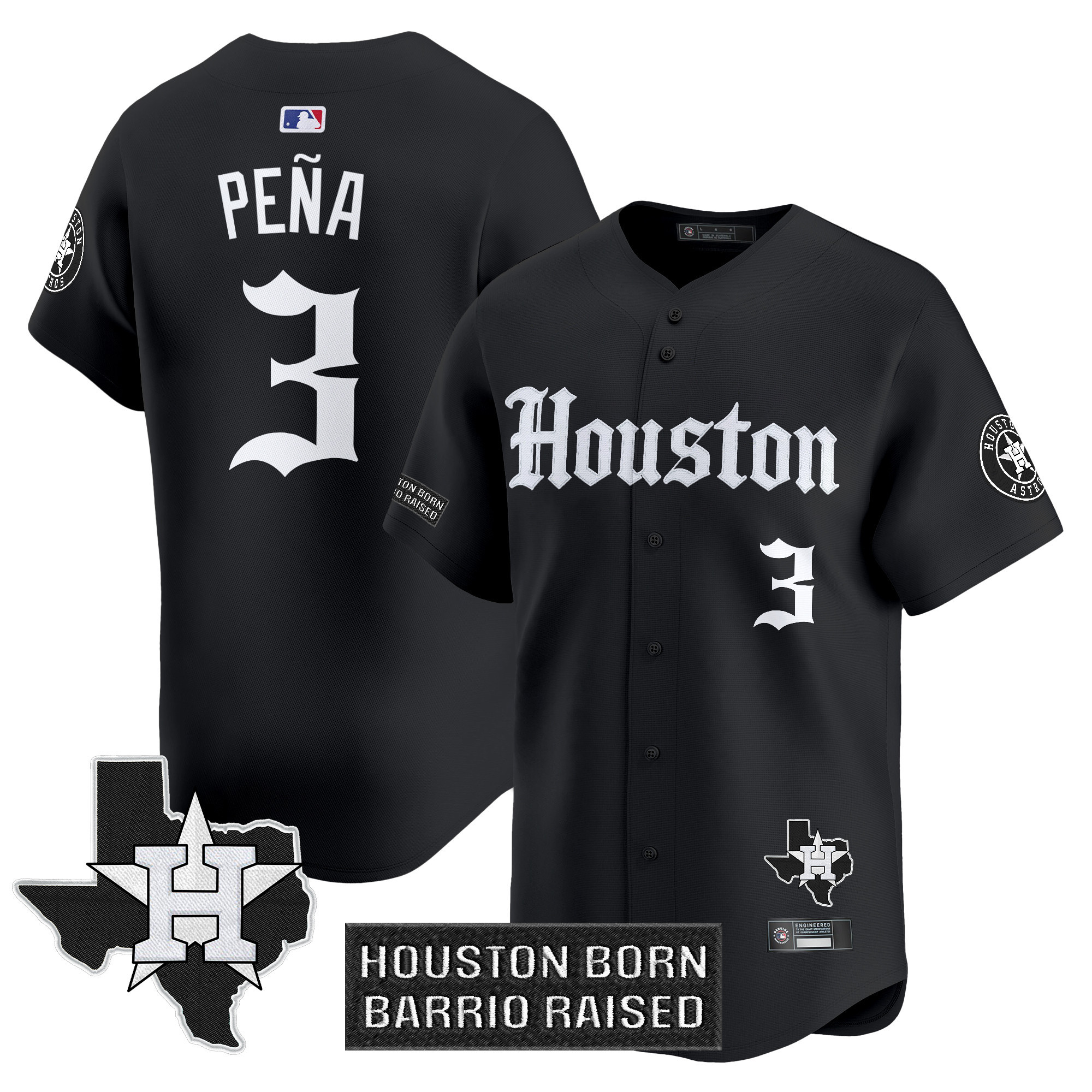 Jeremy Pena Men's Houston Astros 'Gothic Edition Vapor Premier Limited Black Jersey V2 - All Stitched