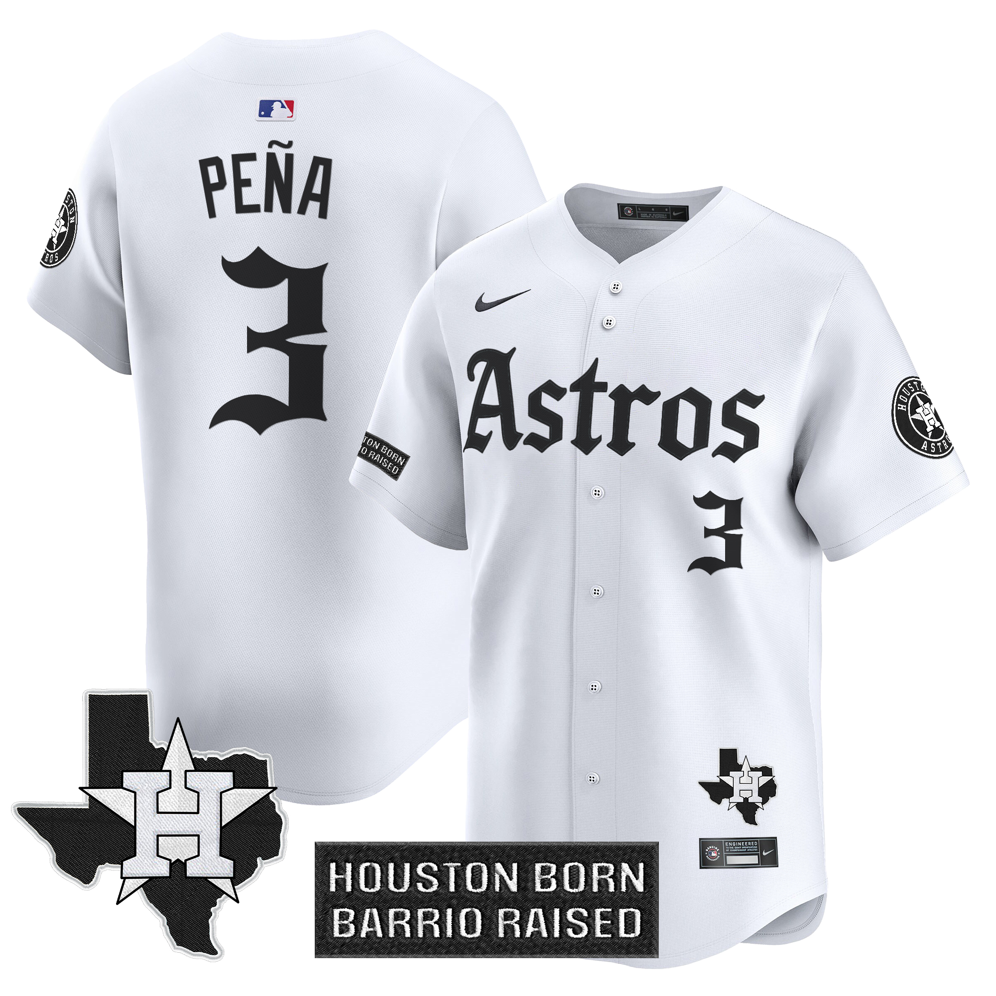 Jeremy Pena Men's Houston Astros 'Gothic Edition Vapor Premier Limited White Jersey - All Stitched