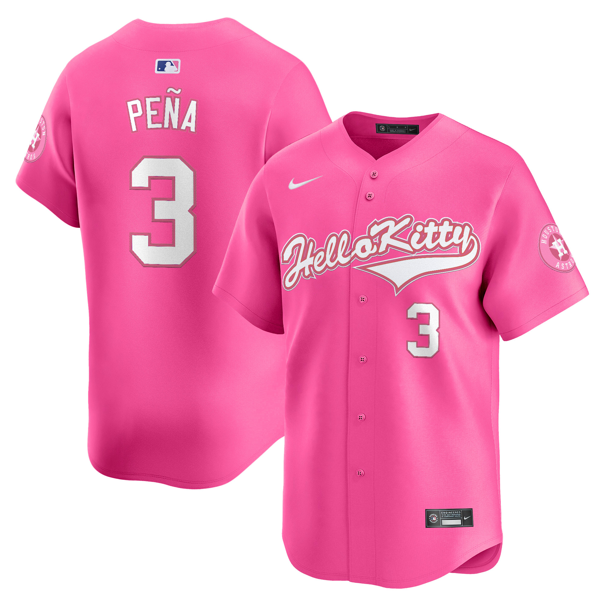 Jeremy Pena Men's Houston Astros Hello Kitty Vapor Premier Limited Pink Jersey - All Stitched