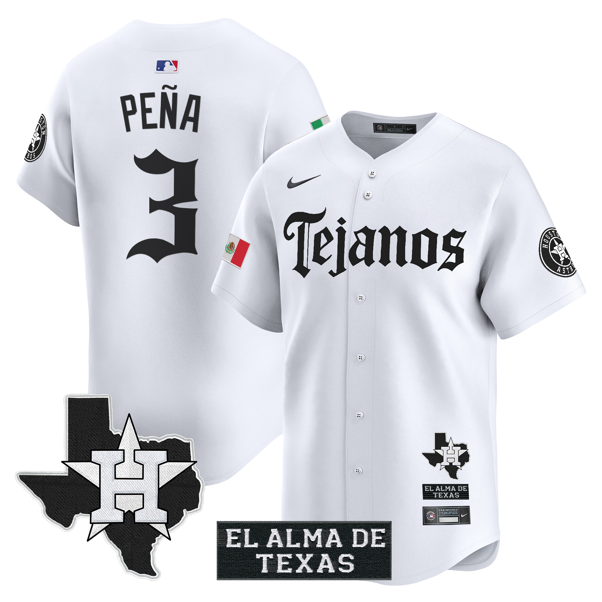 Jeremy Pena Men's Houston Astros Mexico Tejano Barrio Style Vapor Premier Limited White Jersey - All Stitched