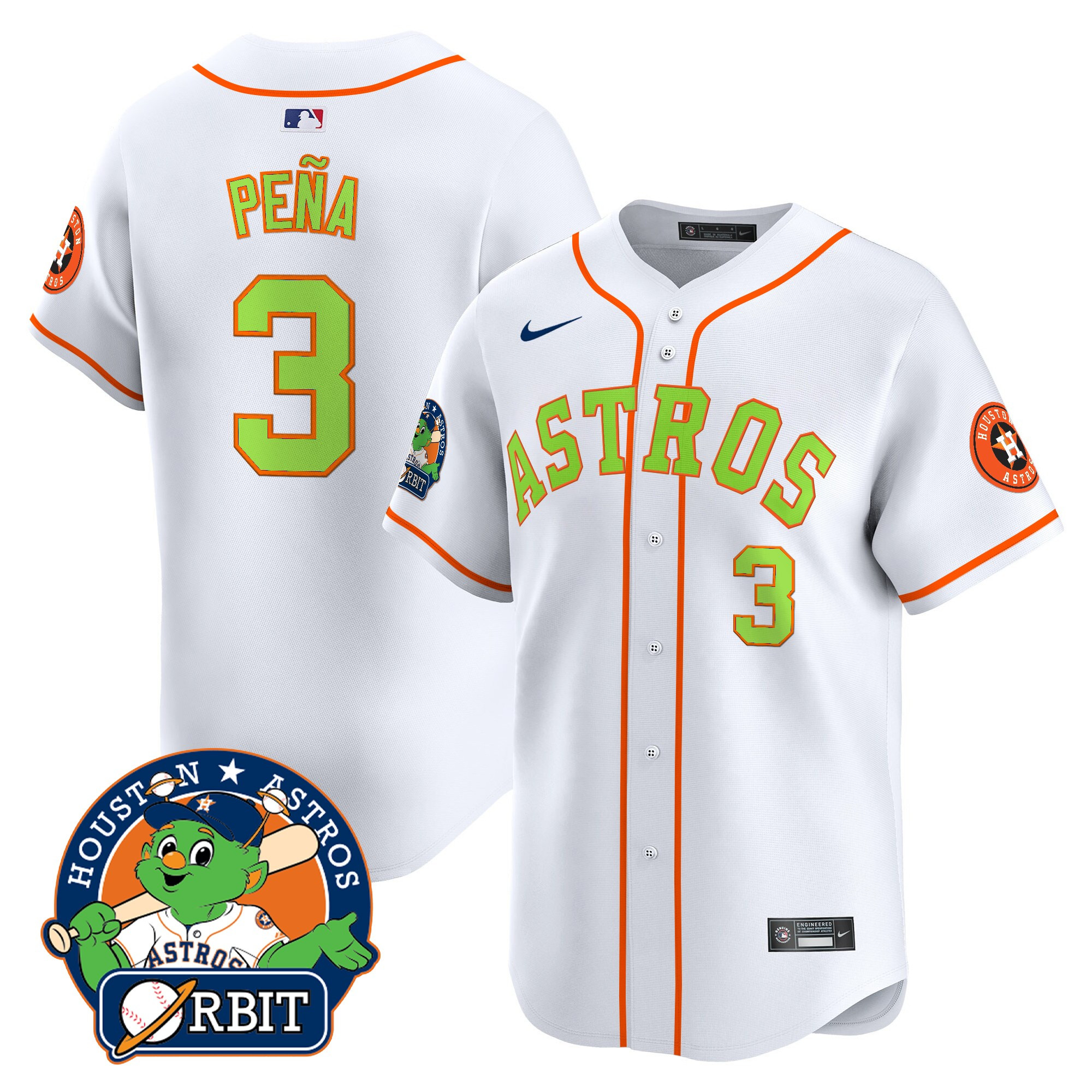 Jeremy Pena Men's Houston Astros Orbit Patch Vapor Premier Limited White Jersey V2 - All Stitched