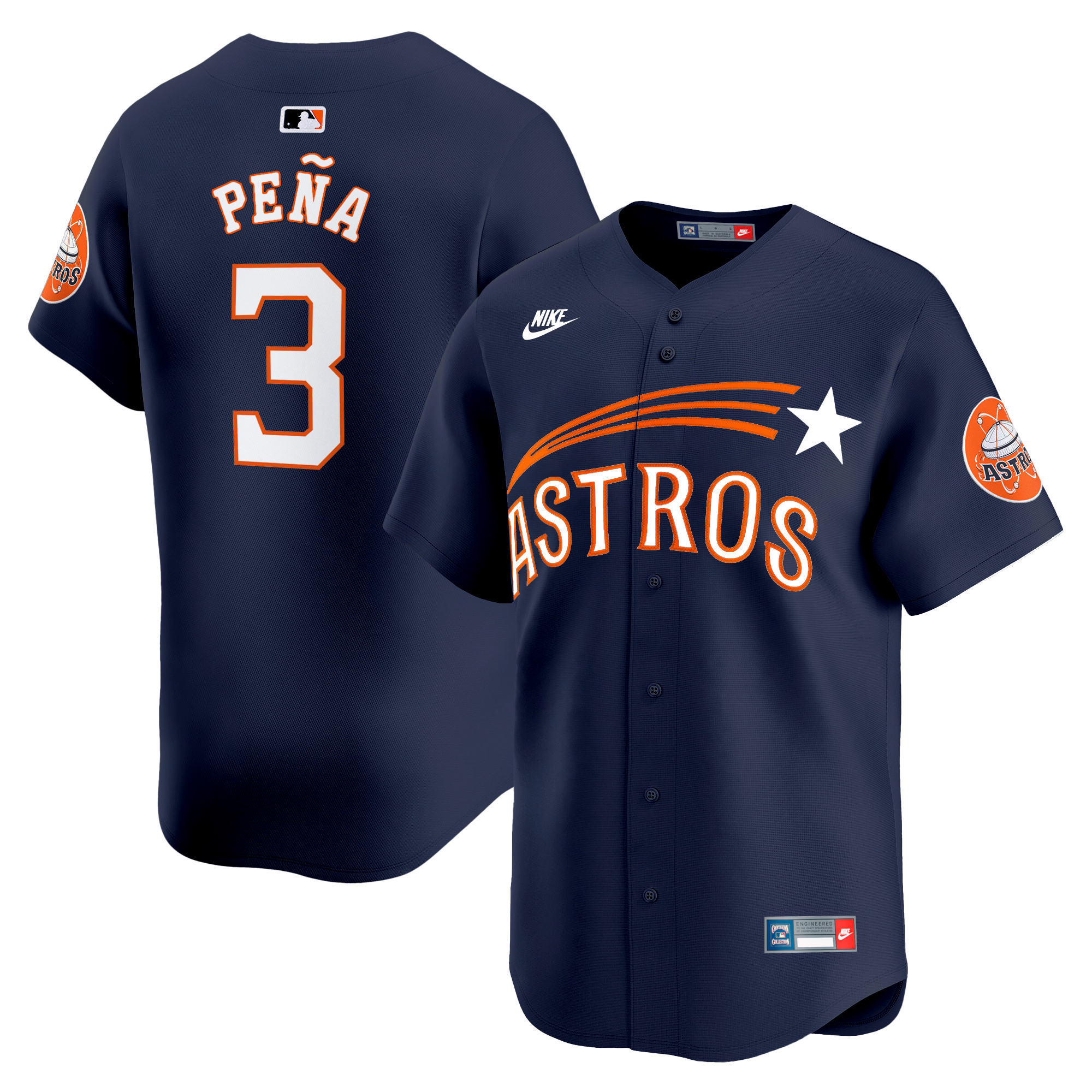 Jeremy Pena Men's Houston Astros Throwback Cooperstown Vapor Premier Limited Navy Jersey - All Stitched