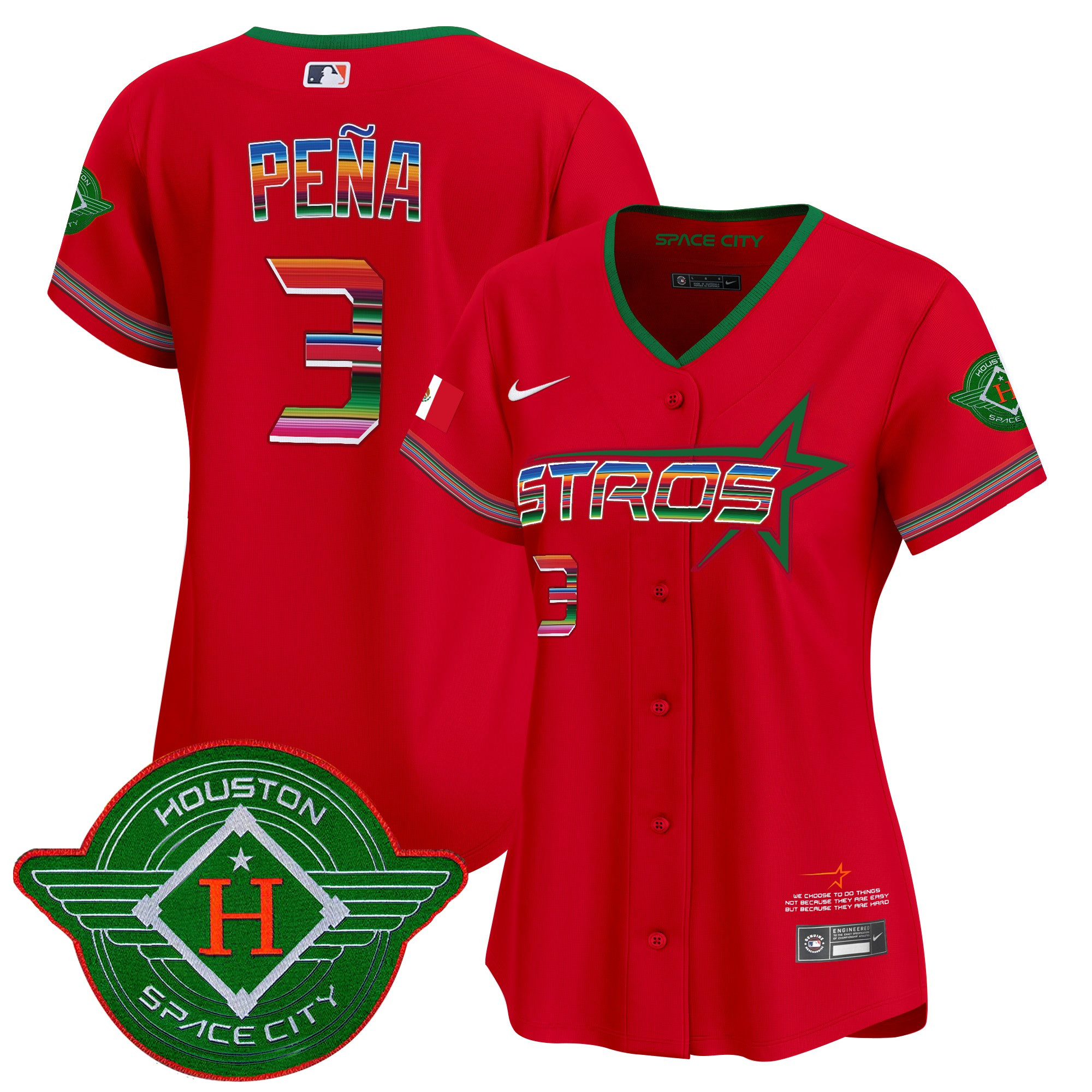 Jeremy Pena Women's Houston Astros 2025 City Connect Mexico Vapor Premier Limited Red Jersey - All Stitched