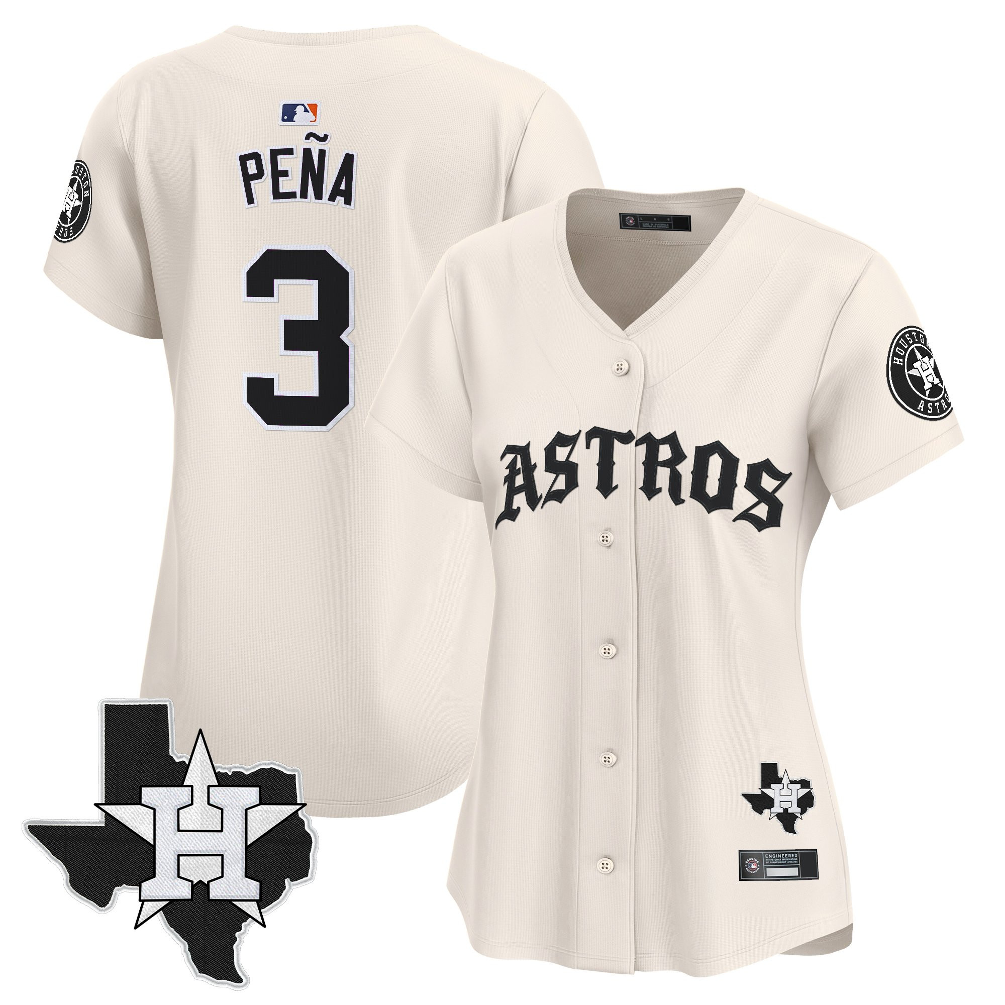 Jeremy Pena Women's Houston Astros Old English Edition Vapor Premier Limited Cream Jersey - All Stitched