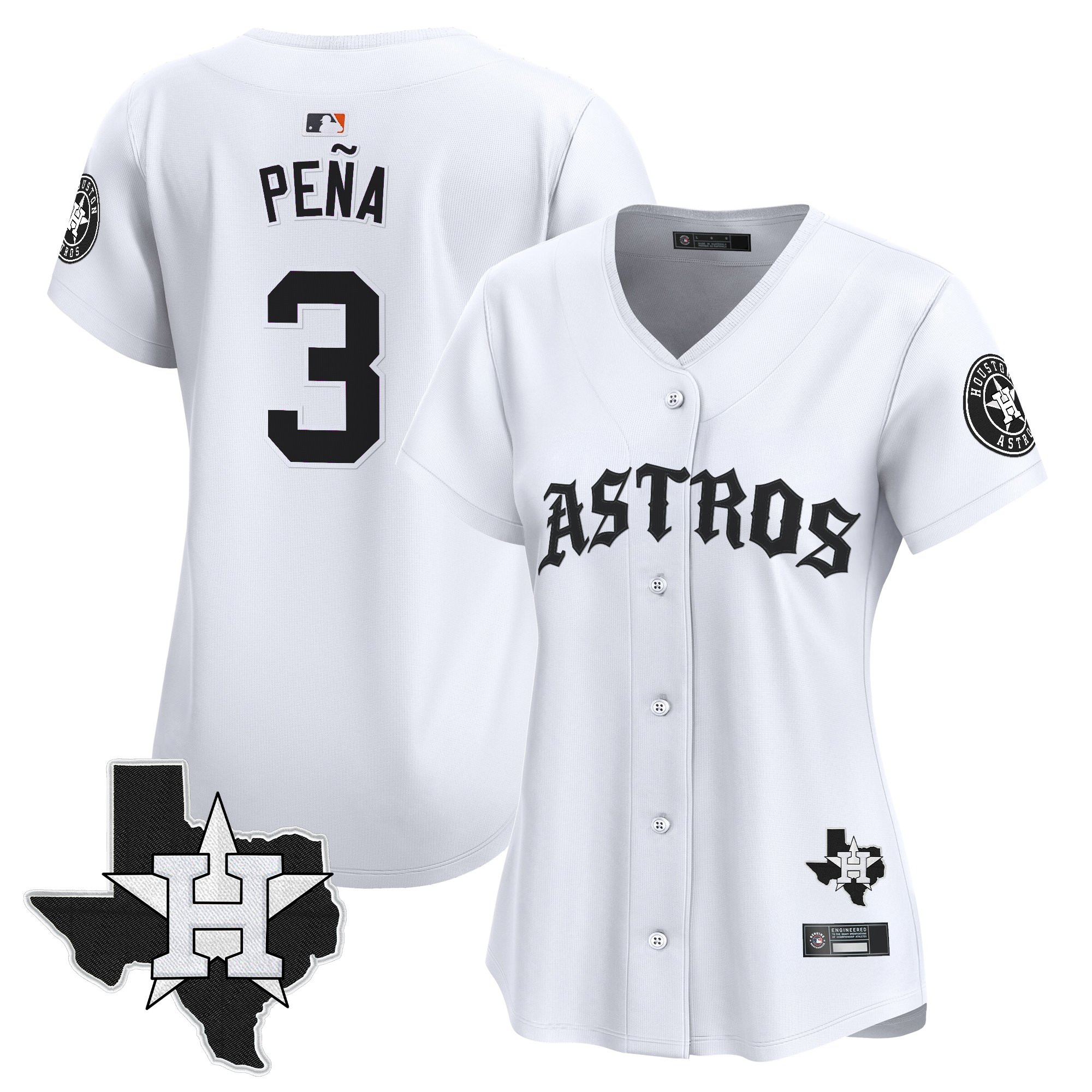 Jeremy Pena Women's Houston Astros Old English Edition Vapor Premier Limited White Jersey - All Stitched