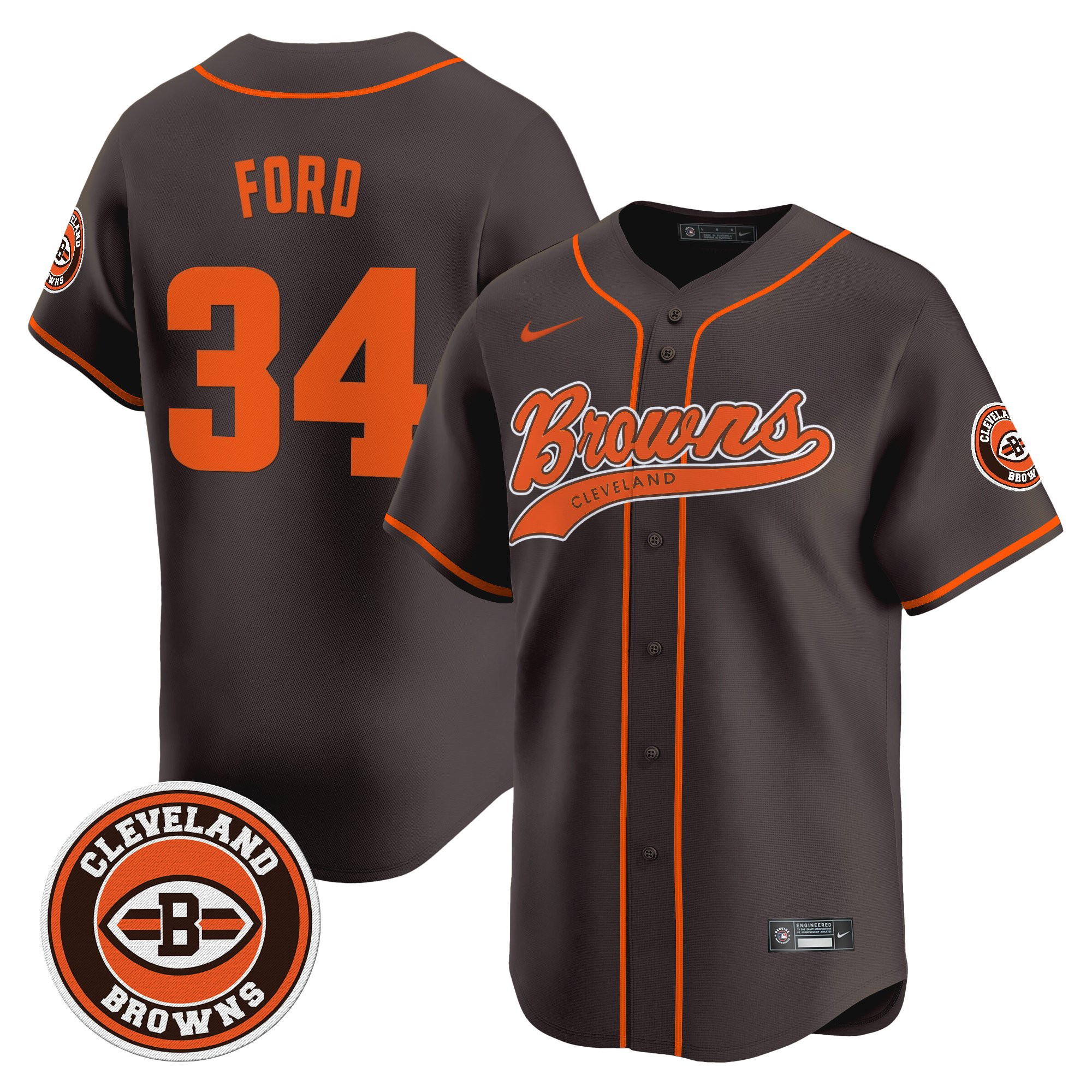 Jerome Ford Men's Cleveland Browns 2025 Vapor Premier Limited Brown Jersey - All Stitched