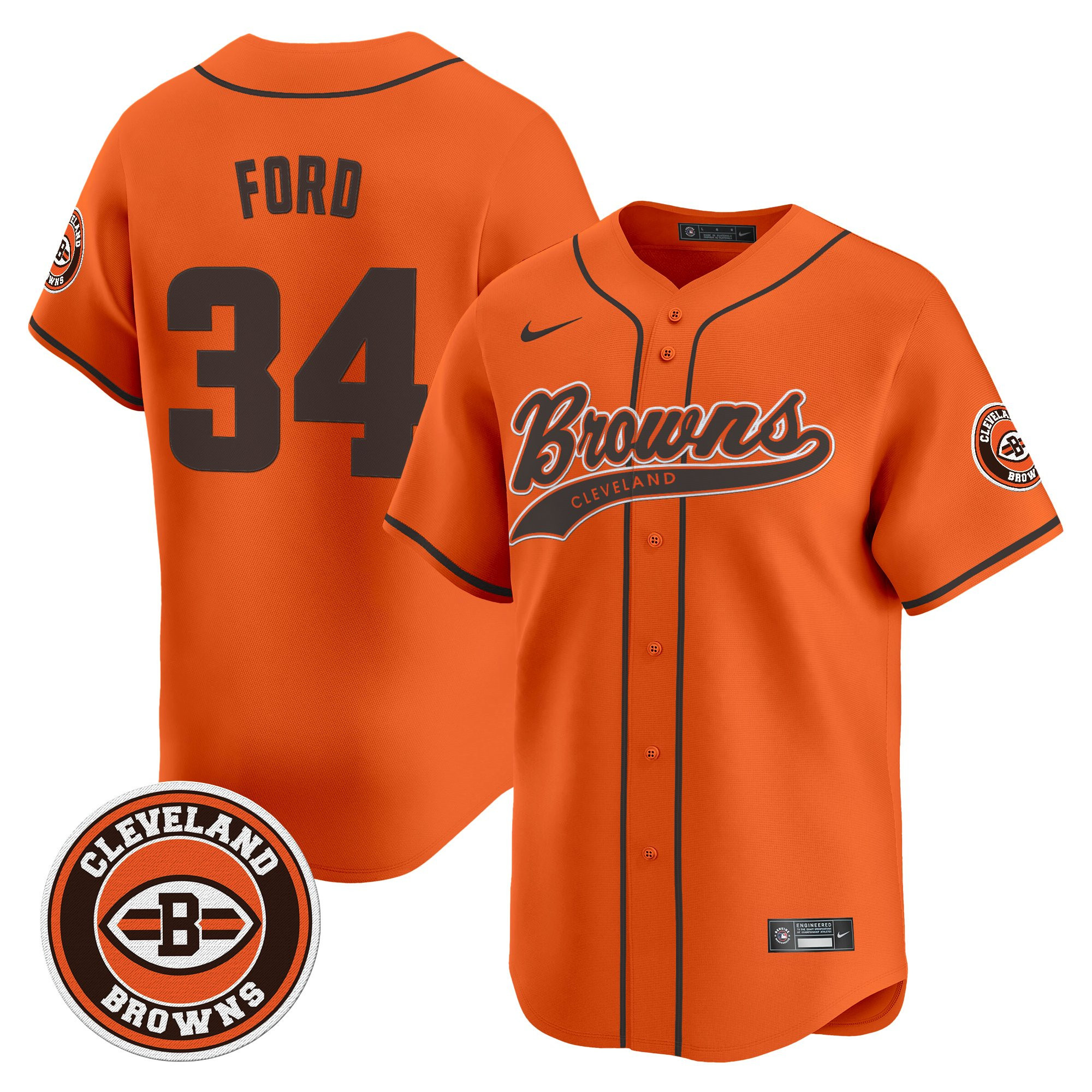 Jerome Ford Men's Cleveland Browns 2025 Vapor Premier Limited Orange Jersey - All Stitched