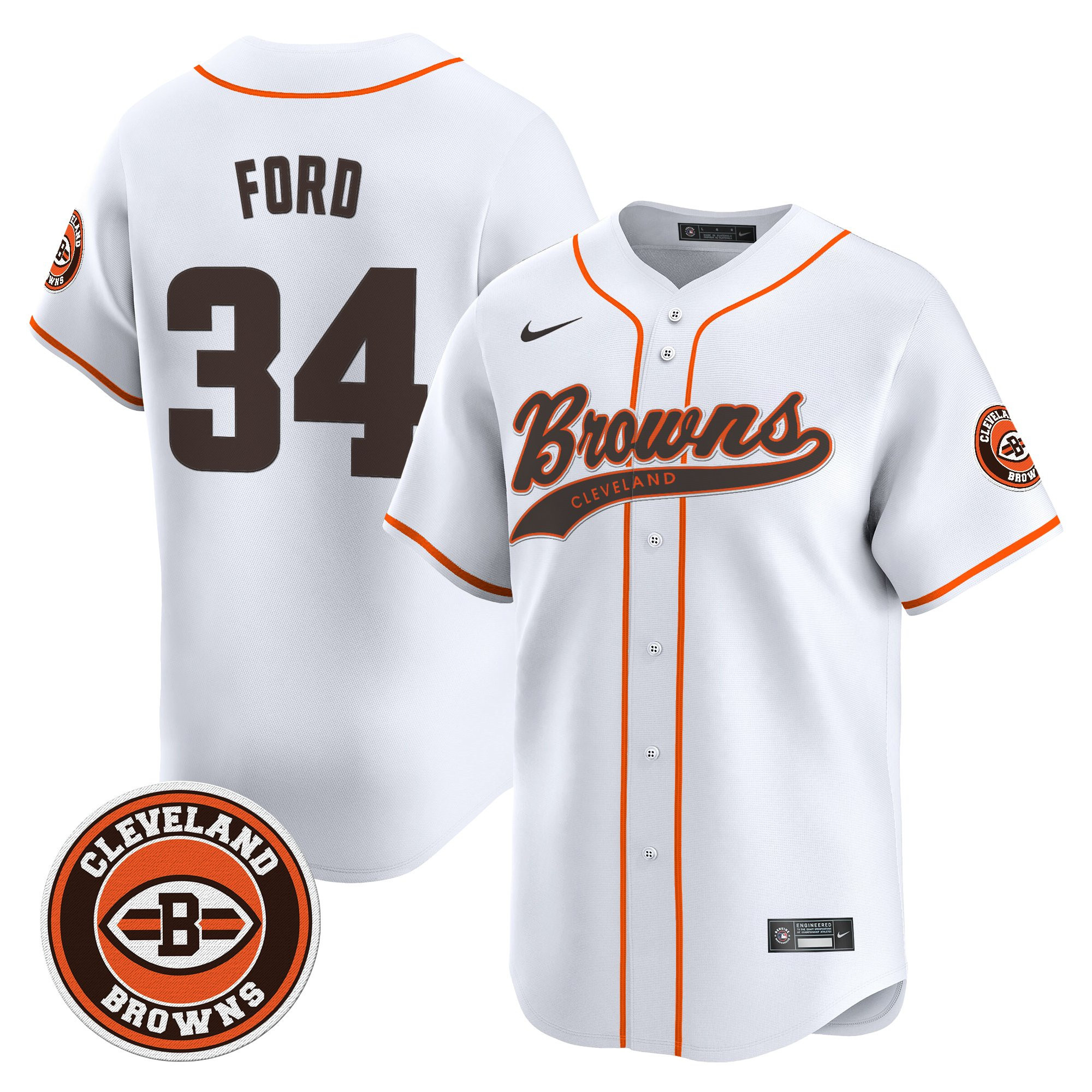 Jerome Ford Men's Cleveland Browns 2025 Vapor Premier Limited White Jersey - All Stitched