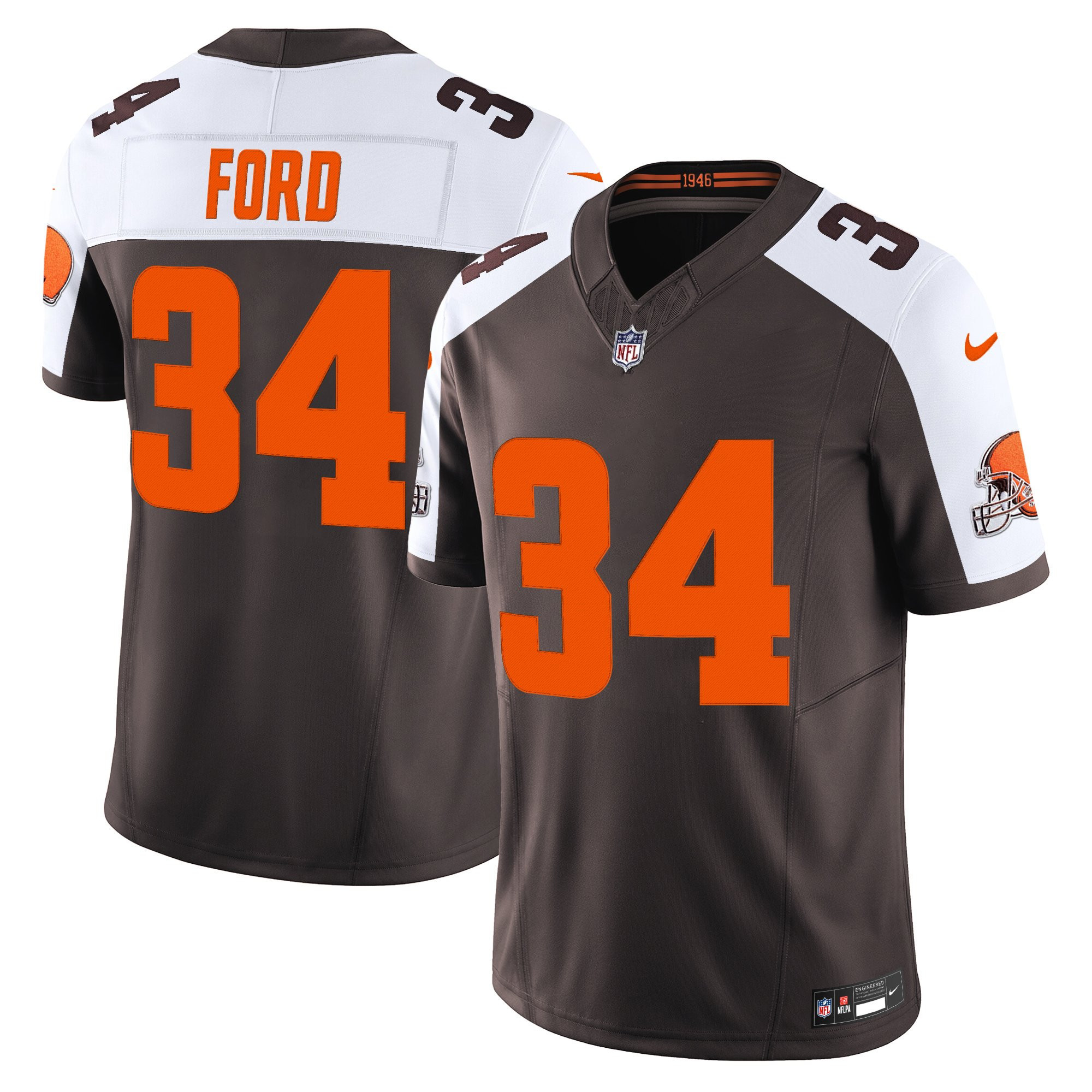Jerome Ford Men's Cleveland Browns Alpha Dawg Edition Vapor Limited Brown Alternate Jersey - All Stitched