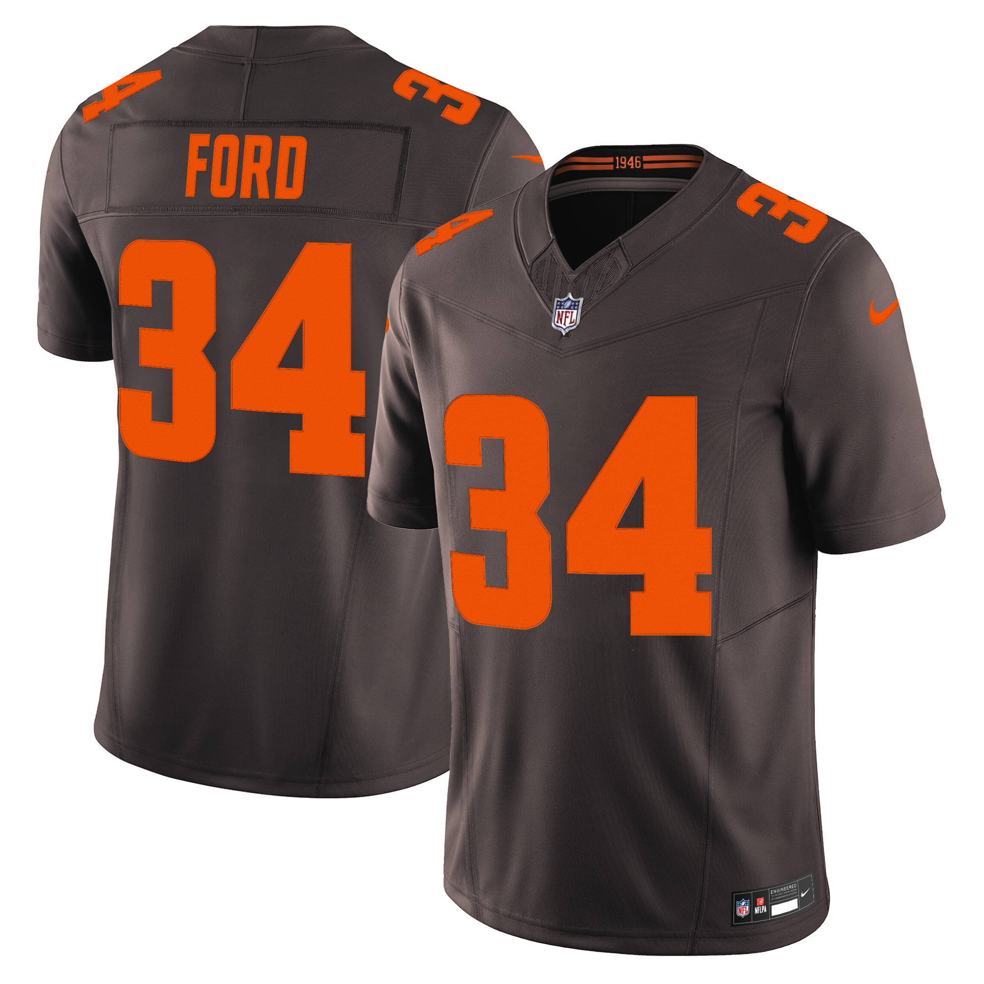 Jerome Ford Men's Cleveland Browns Alpha Dawg Edition Vapor Limited Brown Jersey - All Stitched