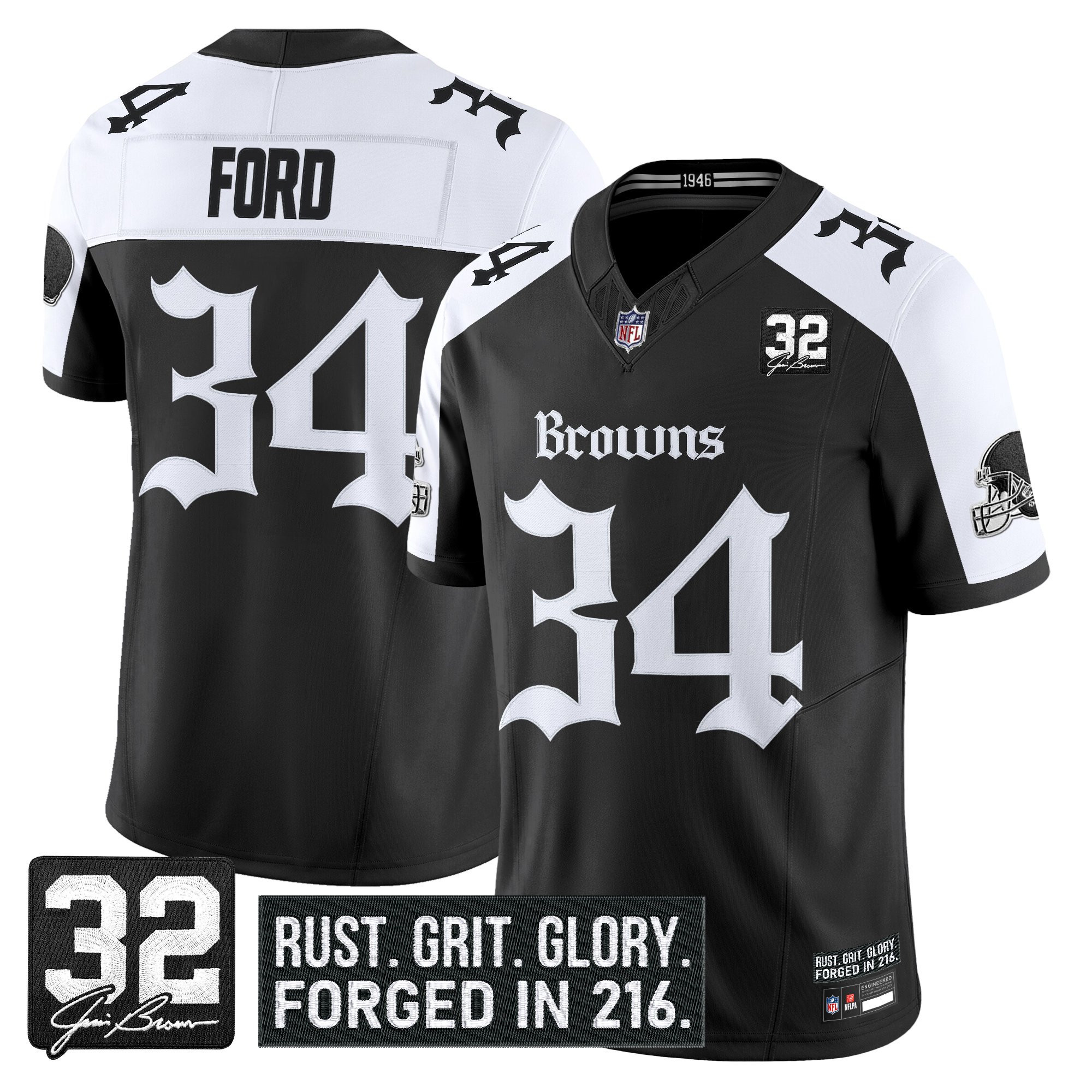 Jerome Ford Men's Cleveland Browns Gothic Dawg Shadows Drop Vapor Limited Alternate Jersey - All Stitched