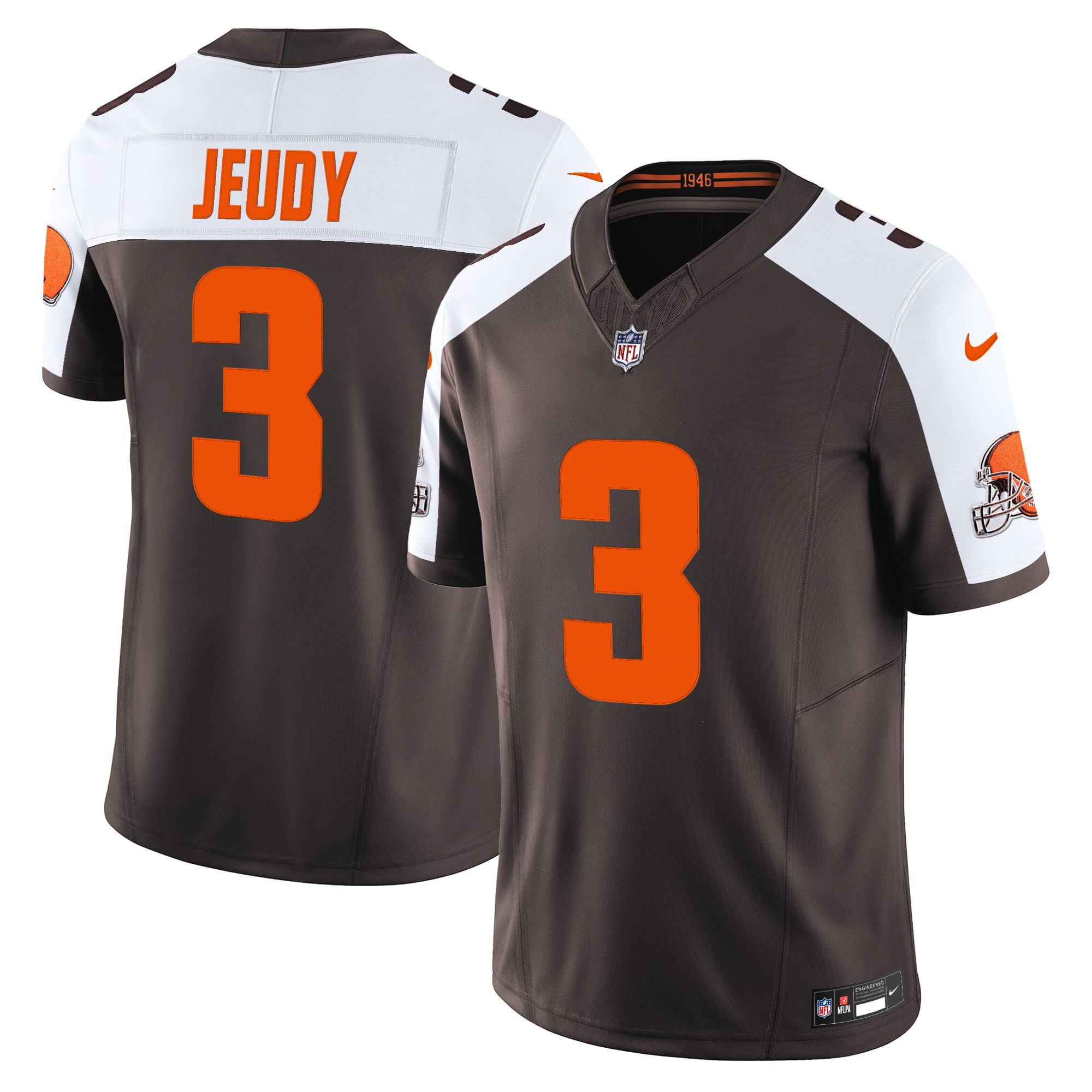 Jerry Jeudy Men's Cleveland Browns Alpha Dawg Edition Vapor Limited Brown Alternate Jersey - All Stitched