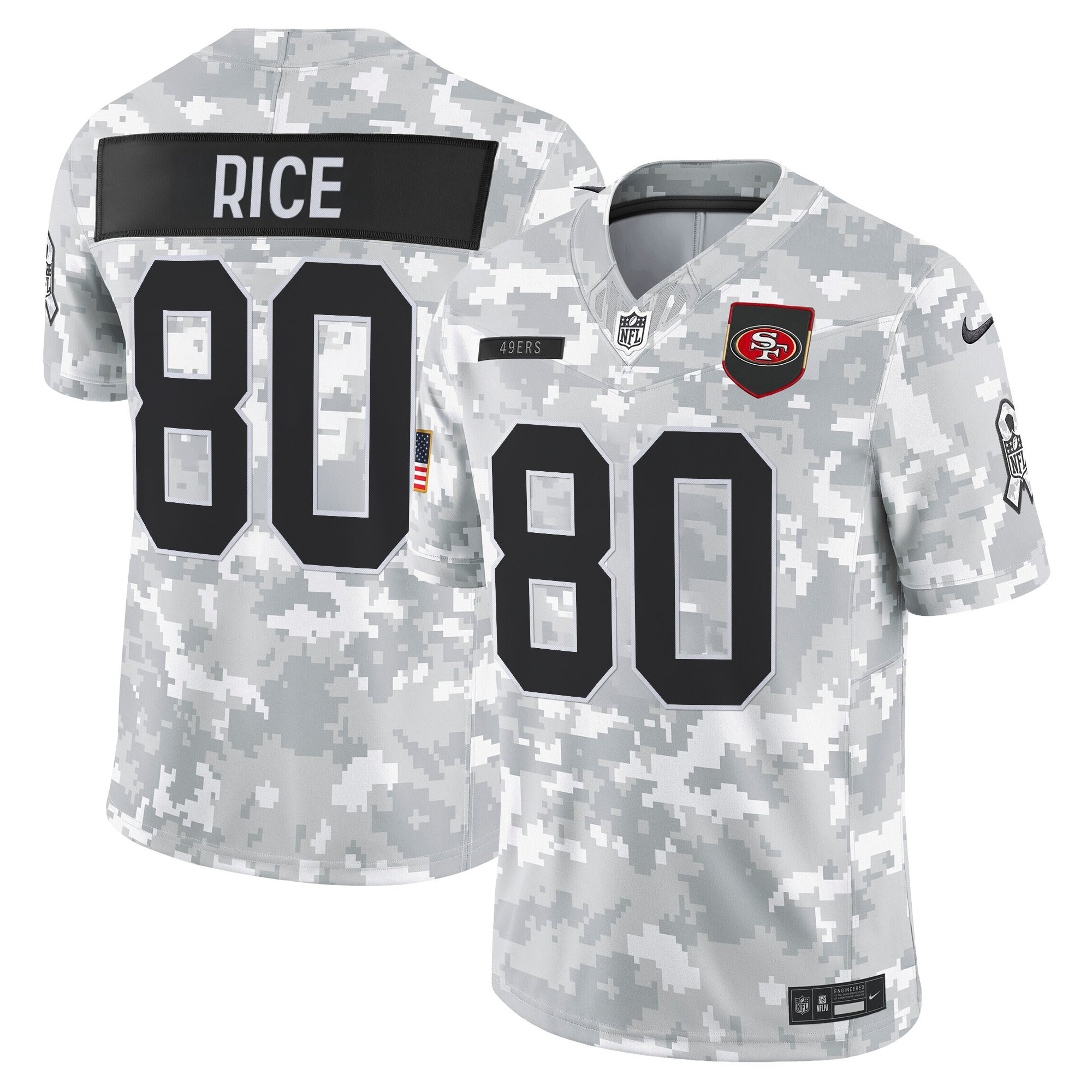 Jerry Rice Men's San Francisco 49ers 2025 Salute to Service Vapor Limited Arctic Camo Jersey - All Stitched