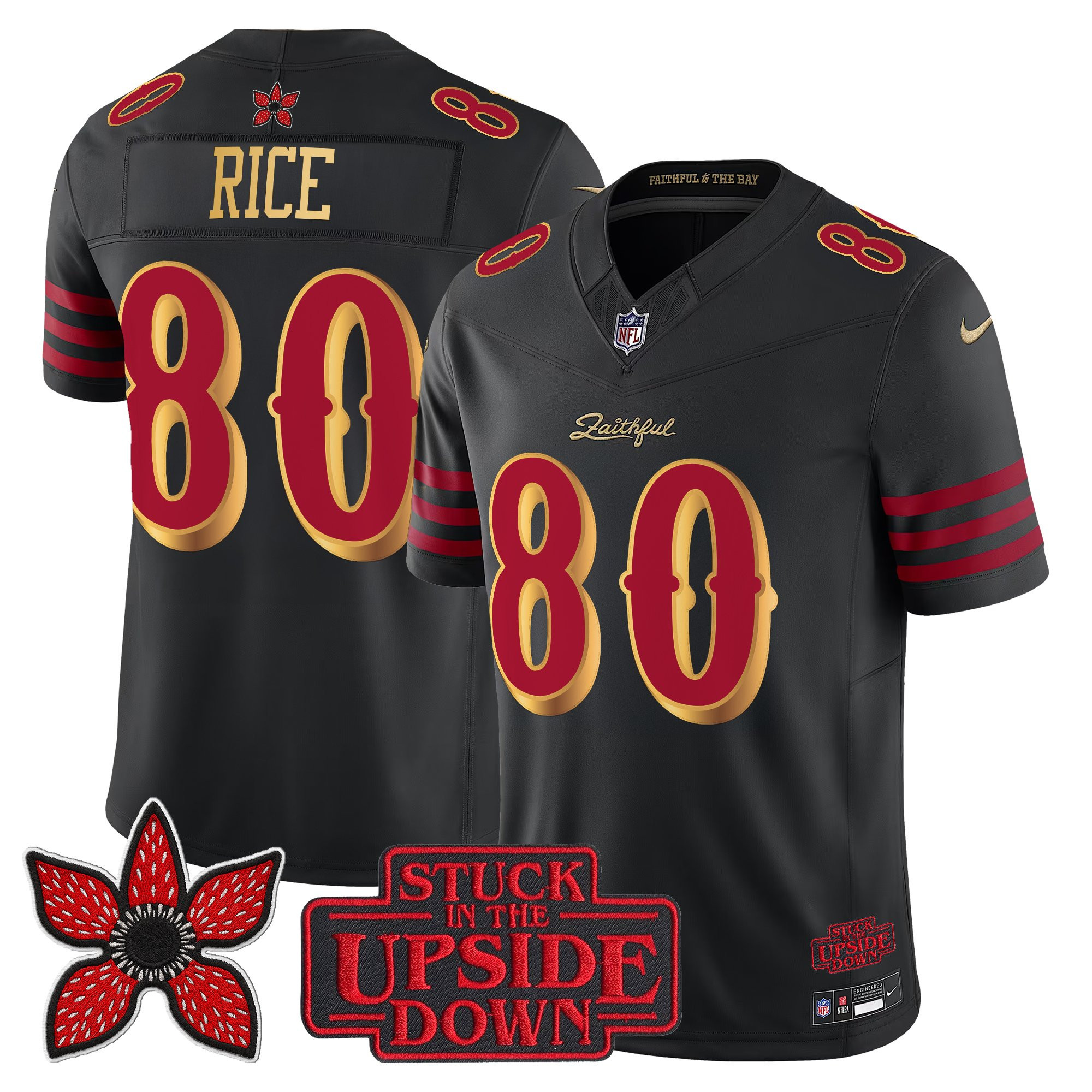 Jerry Rice Men's San Francisco 49ers Rivalries x Stranger Things Vapor Limited Black Rivalries Jersey - All Stitched