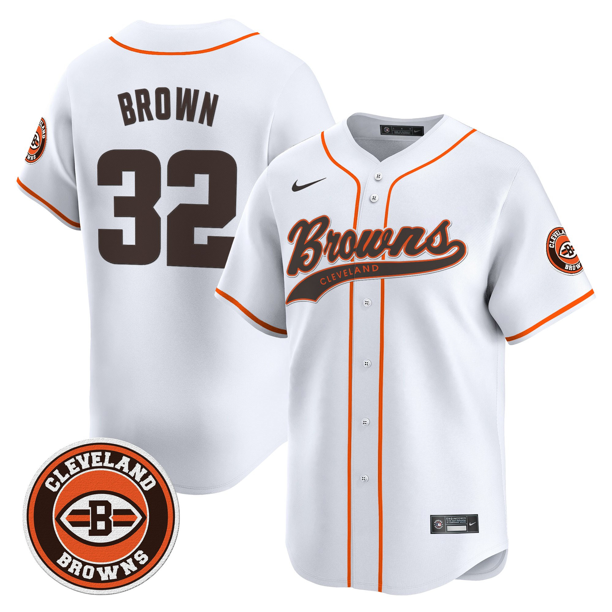 Jim Brown Men's Cleveland Browns 2025 Vapor Premier Limited White Jersey - All Stitched