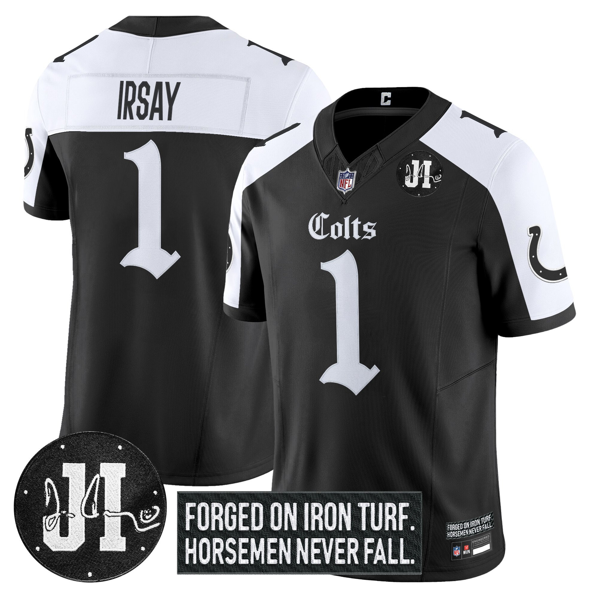 Jim Irsay Men's Indianapolis Colts 2025 Gothic Iron Hoof Edition Vapor Limited Alternate Jersey - Jim Irsay Patch - All Stitched