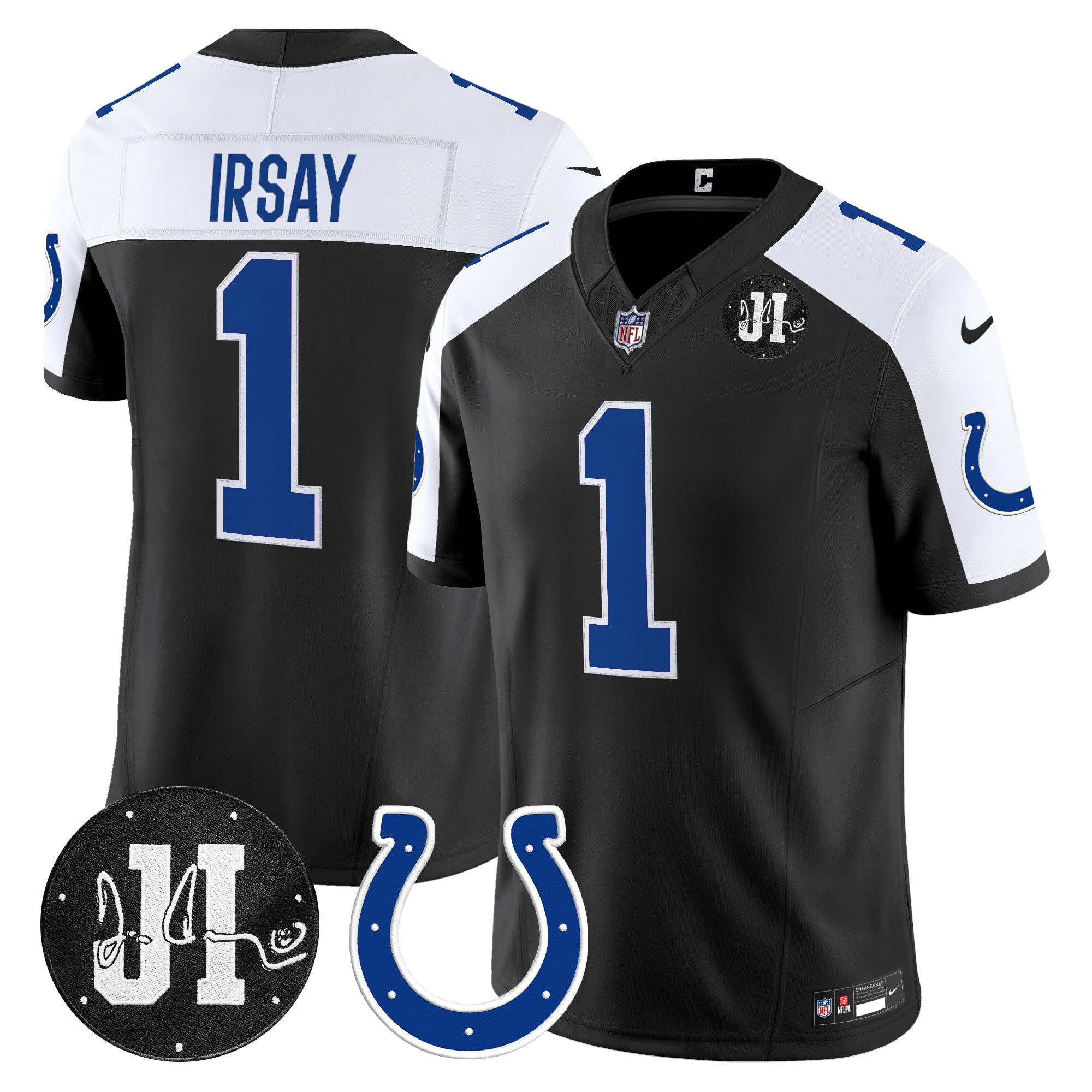Jim Irsay Men's Indianapolis Colts 2025 Jim Irsay Patch Vapor Limited Black Alternate Jersey - All Stitched