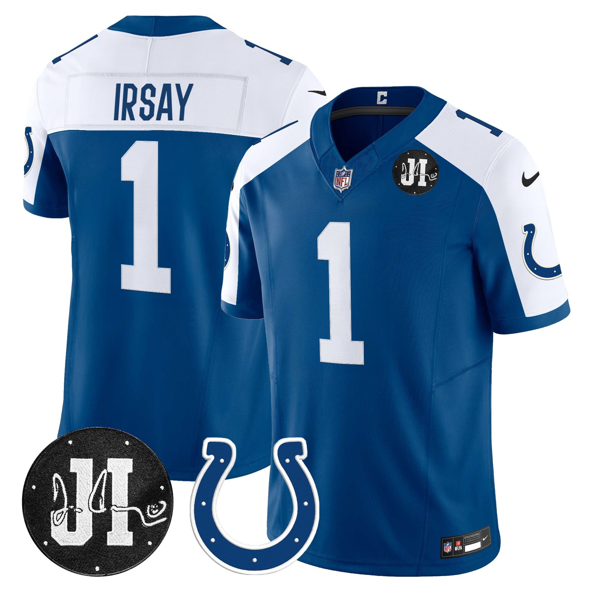 Jim Irsay Men's Indianapolis Colts 2025 Jim Irsay Patch Vapor Limited Royal Alternate Jersey - All Stitched