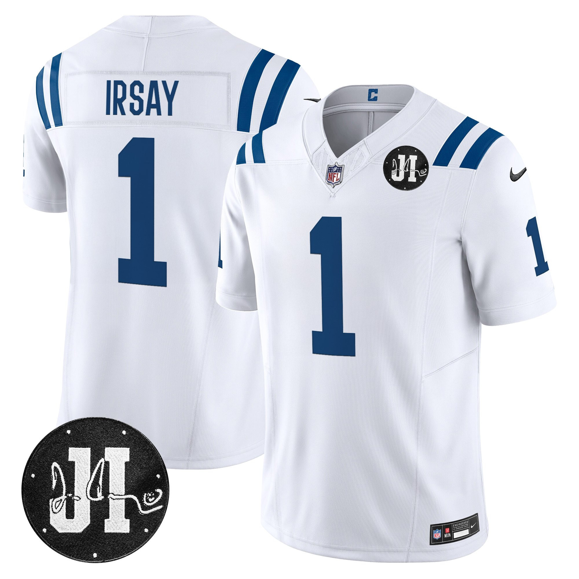 Jim Irsay Men's Indianapolis Colts 2025 Jim Irsay Patch Vapor Limited White Jersey - All Stitched