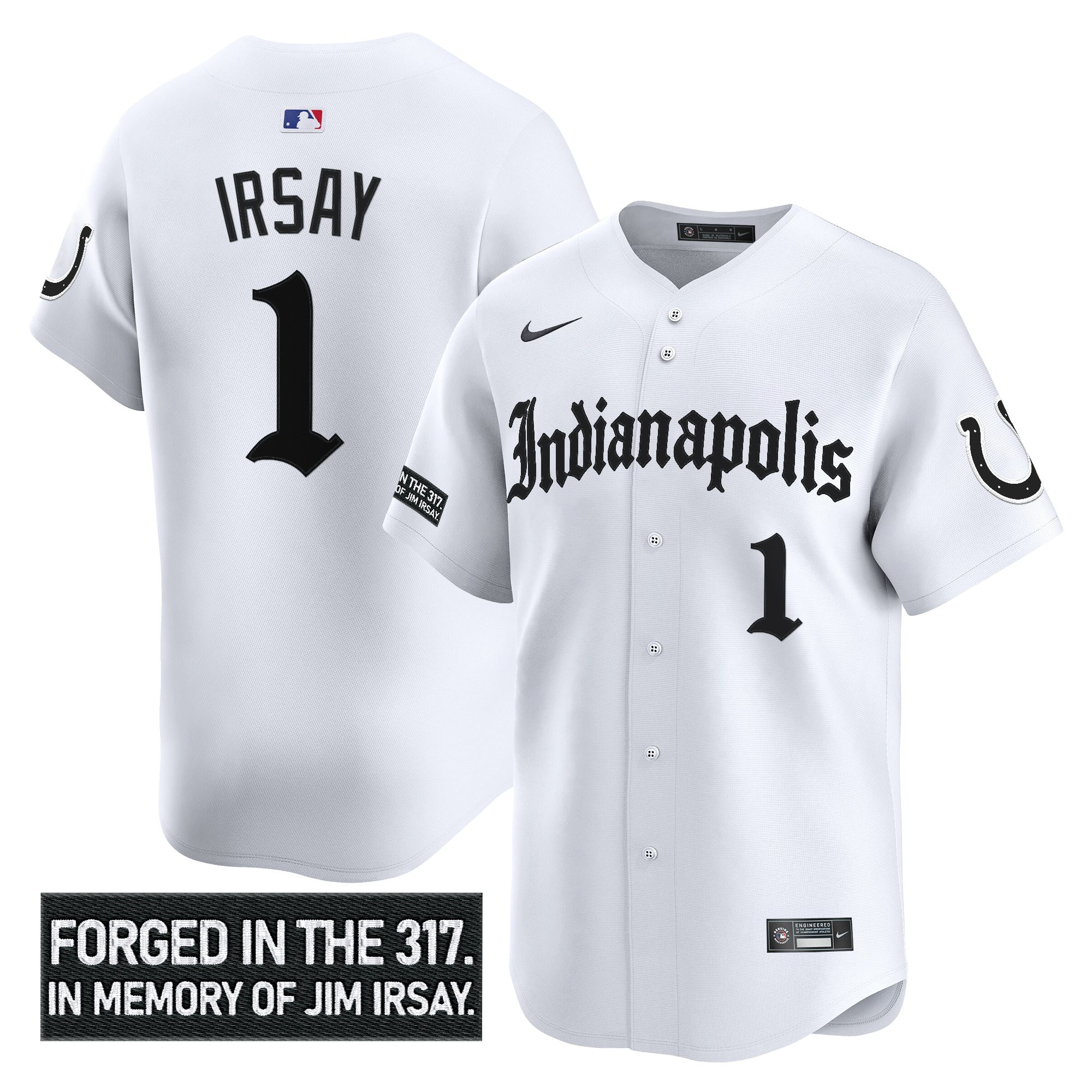 Jim Irsay Men's Indianapolis Colts Jim Irsay Tribute Vapor Baseball White Jersey - All Stitched
