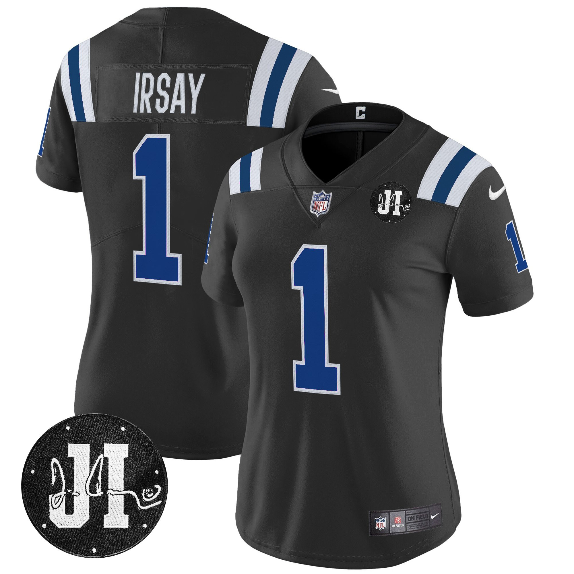 Jim Irsay Women's Indianapolis Colts 2025 Jim Irsay Patch Vapor Limited Black Jersey - All Stitched