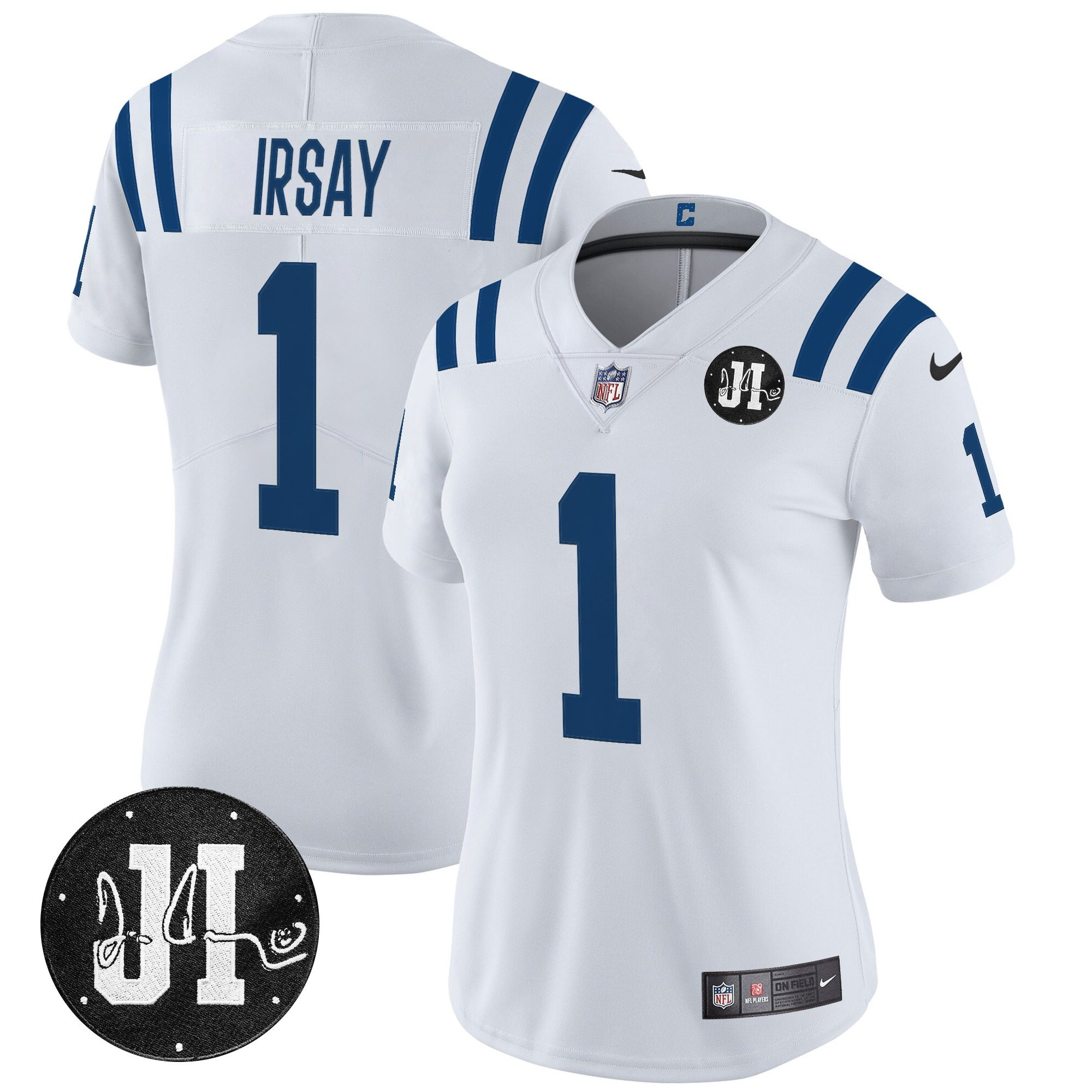 Jim Irsay Women's Indianapolis Colts 2025 Jim Irsay Patch Vapor Limited White Jersey - All Stitched