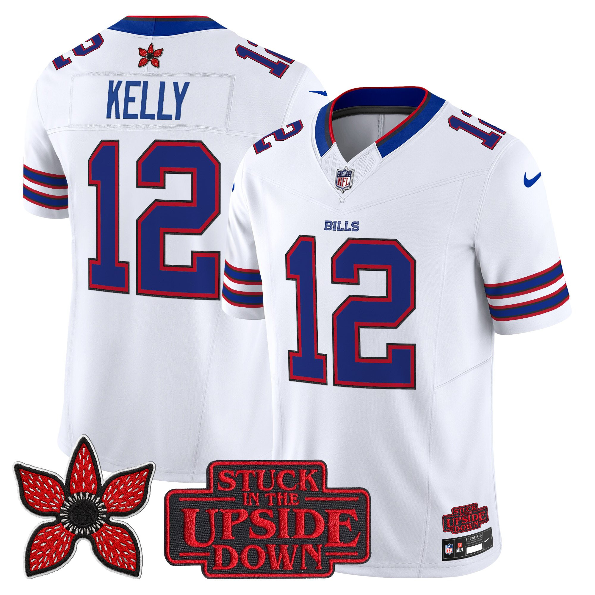 Jim Kelly Men's Buffalo Bills Stranger Things Edition Vapor Limited White Jersey V2 - All Stitched