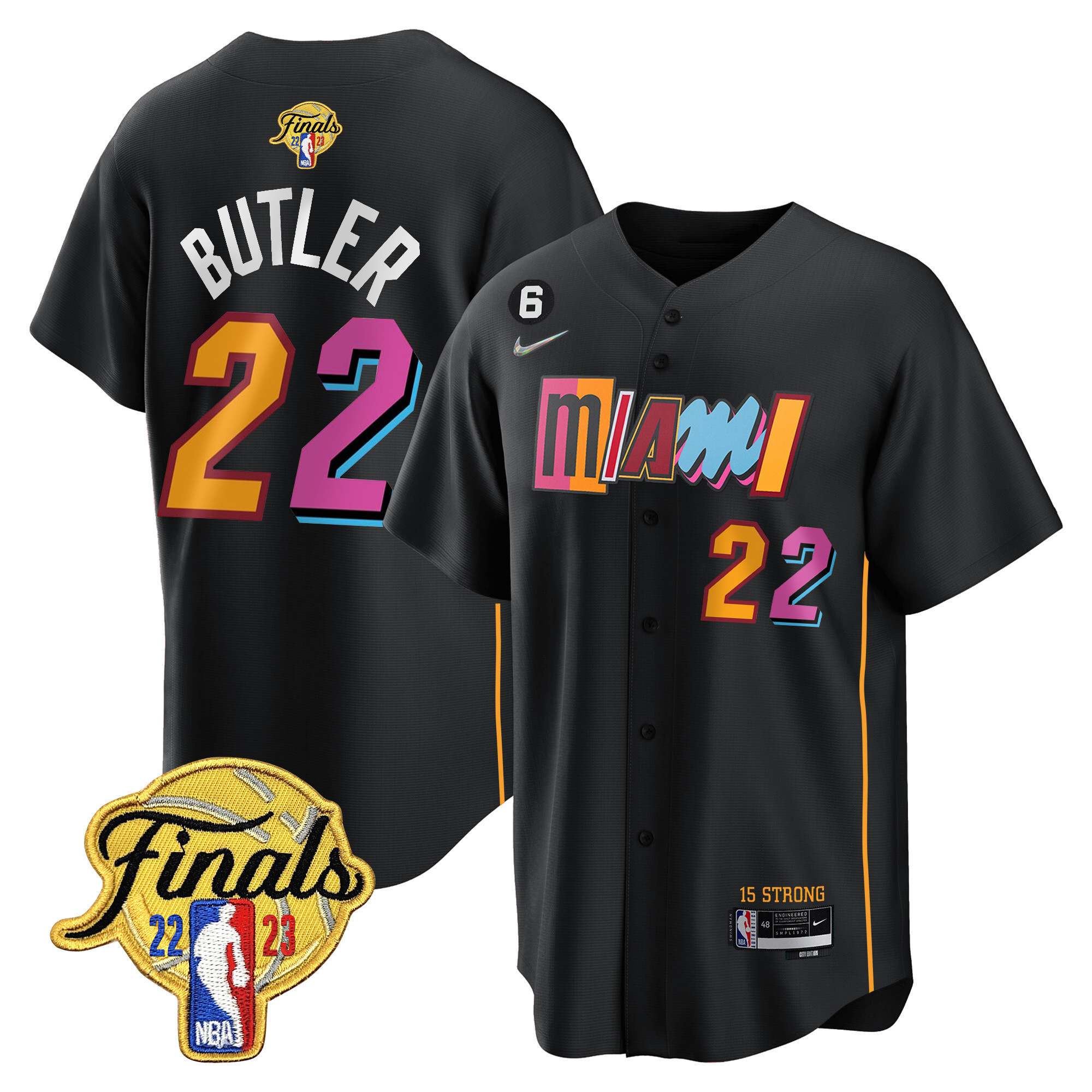 Jimmy Butler Men's Miami Heat 2023 Finals Baseball Cool Base City Black Jersey - All Stitched